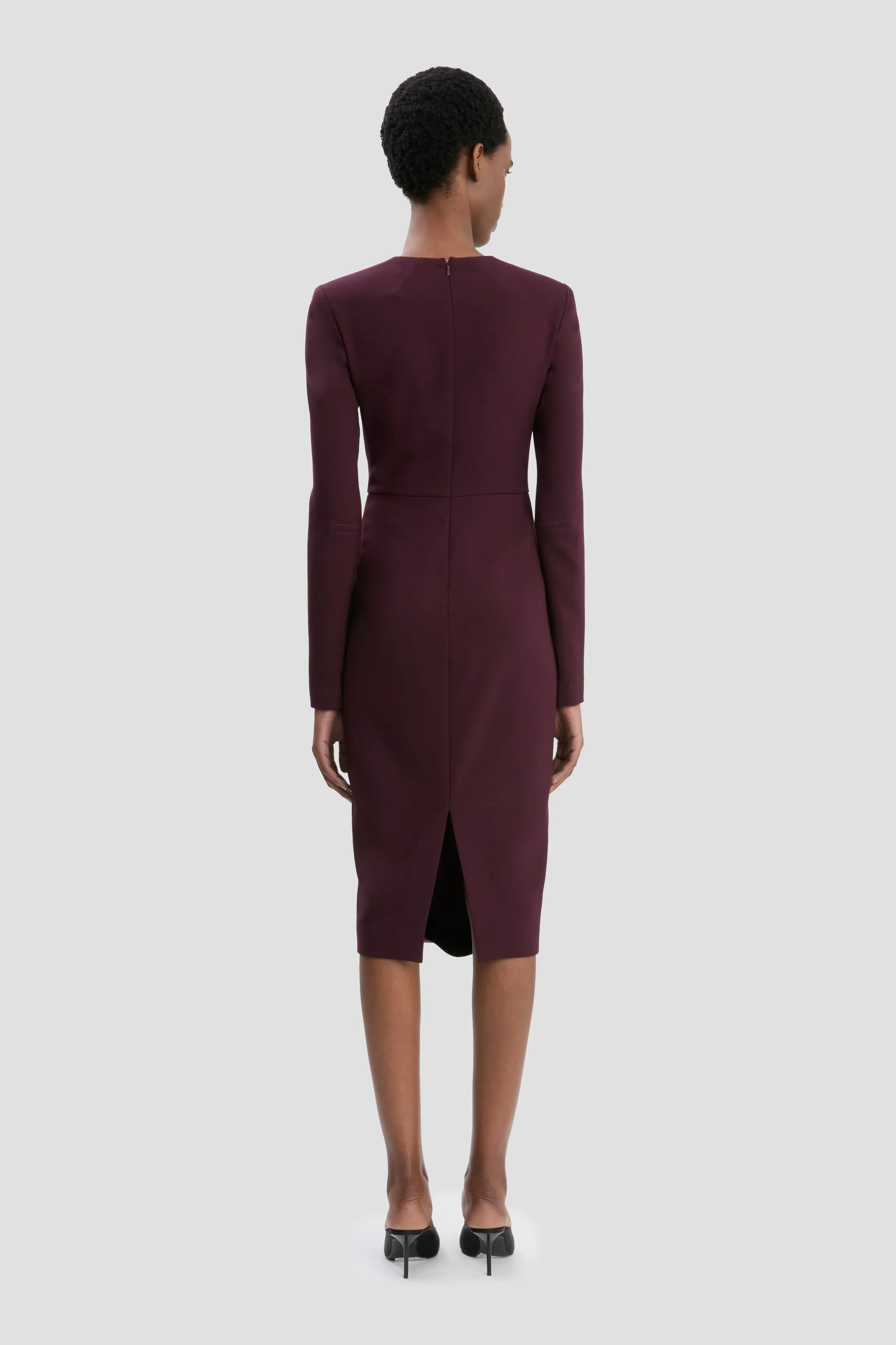 T-Shirt Fitted Dress In Deep Mahogany sold by Victoria Beckham product image thumbnail 4