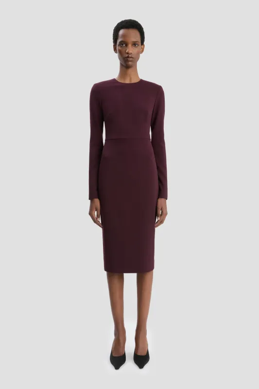 T-Shirt Fitted Dress In Deep Mahogany sold by Victoria Beckham