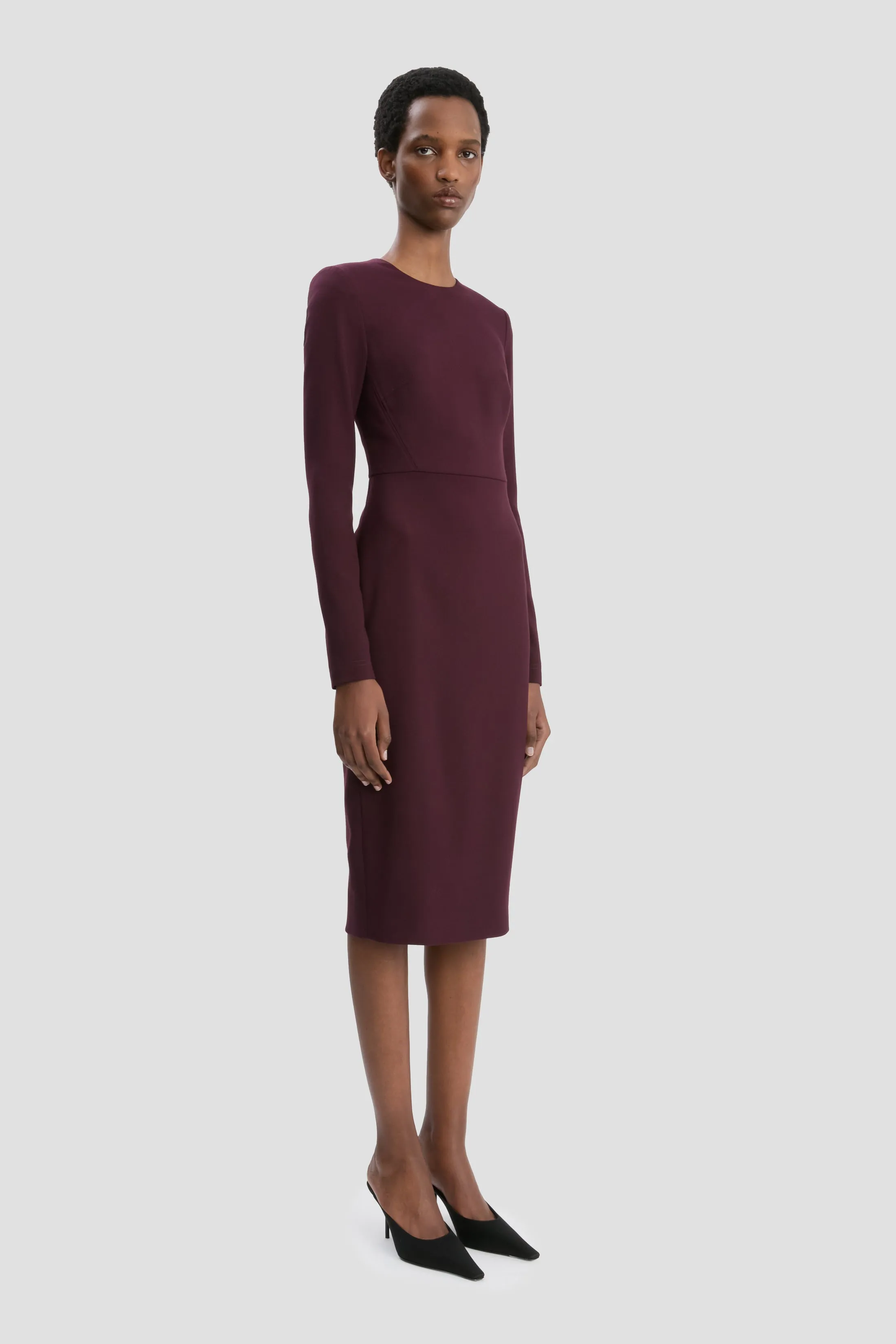 T-Shirt Fitted Dress In Deep Mahogany sold by Victoria Beckham product image thumbnail 2