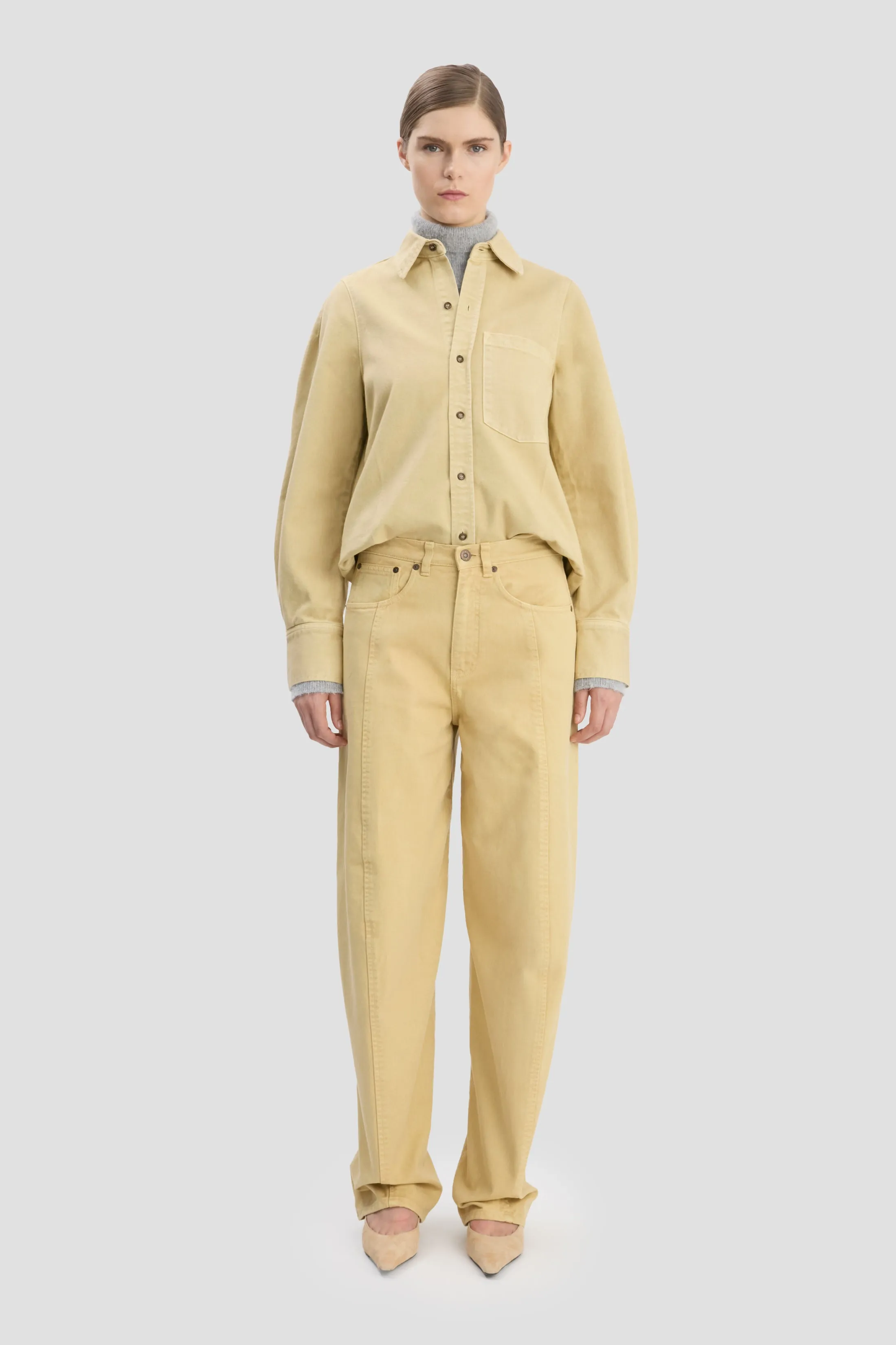 Slim Shirt In Butter Yellow sold by Victoria Beckham