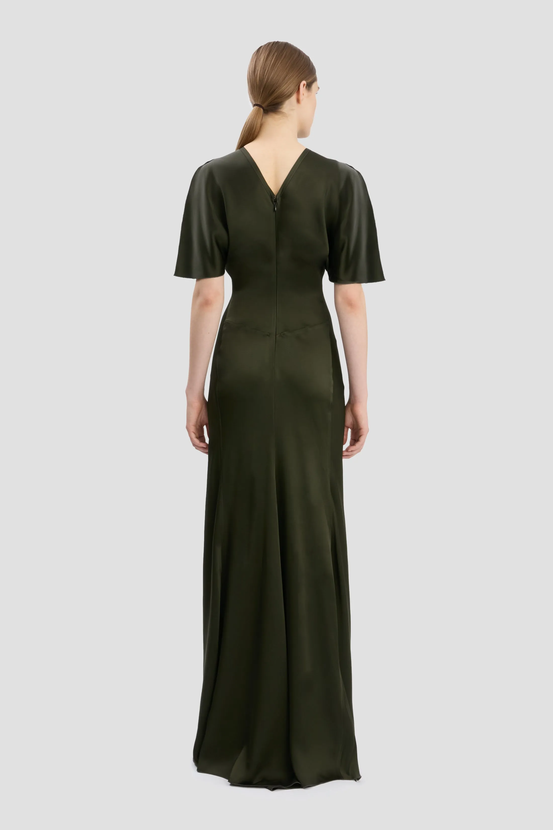 Bela Floor-Length Dress In Dark Olive sold by Victoria Beckham product image thumbnail 4