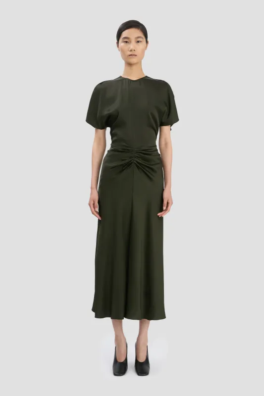 Bela Midi Dress In Dark Olive sold by Victoria Beckham