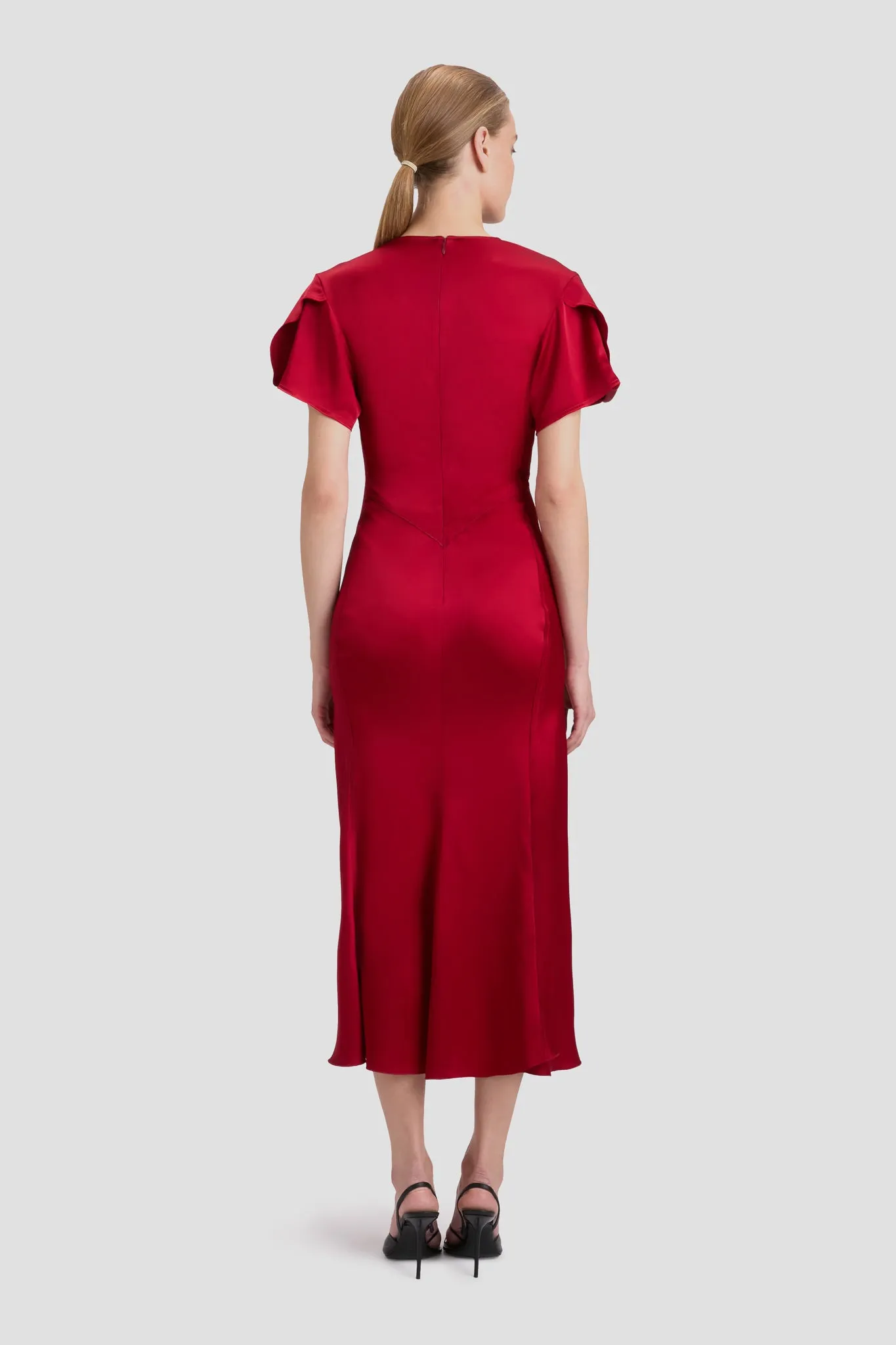 Eva V-Neck Midi Dress In Rose sold by Victoria Beckham product image thumbnail 4