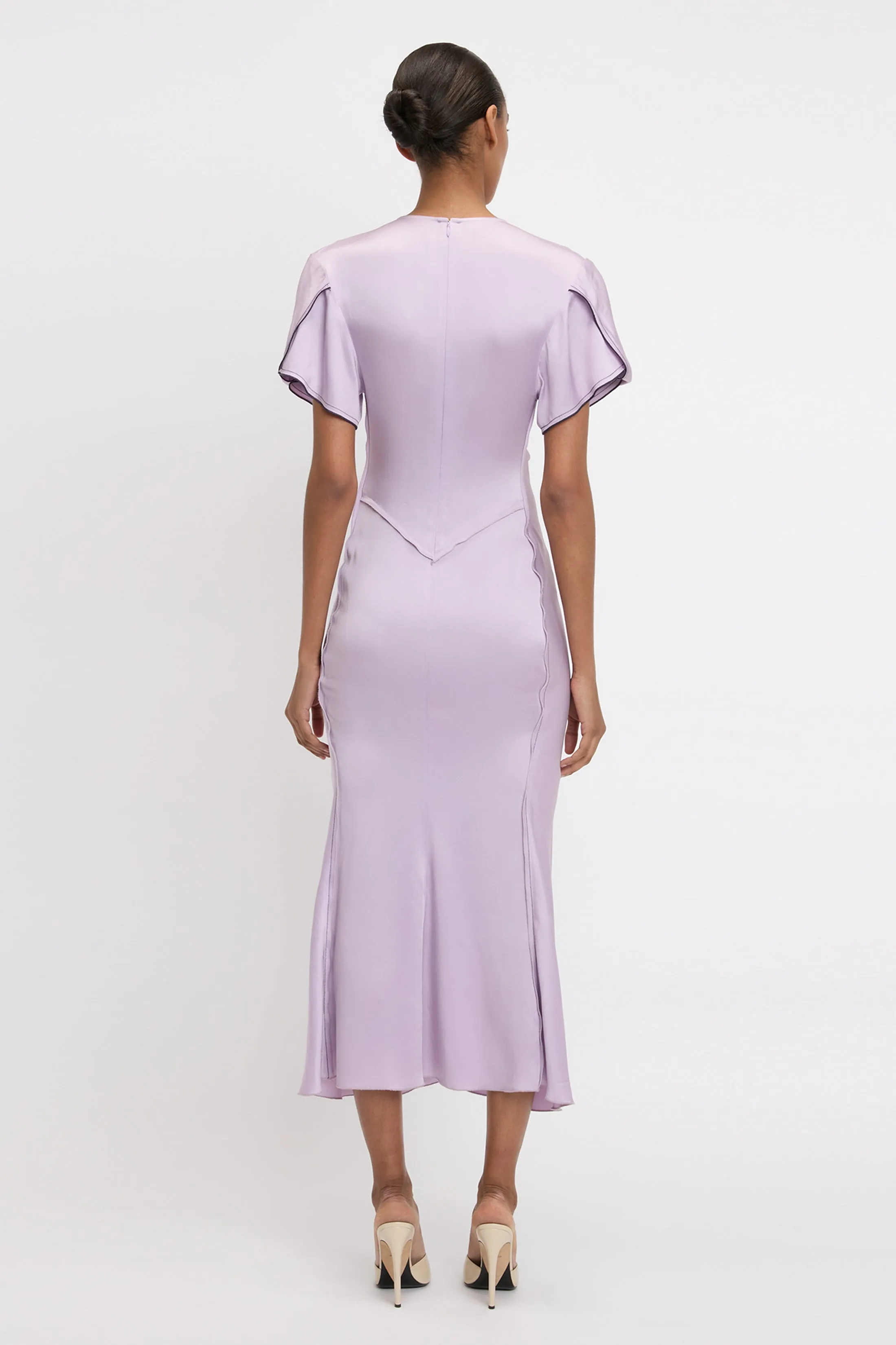 Eva V-Neck Midi Dress In Petunia sold by Victoria Beckham product image thumbnail 3