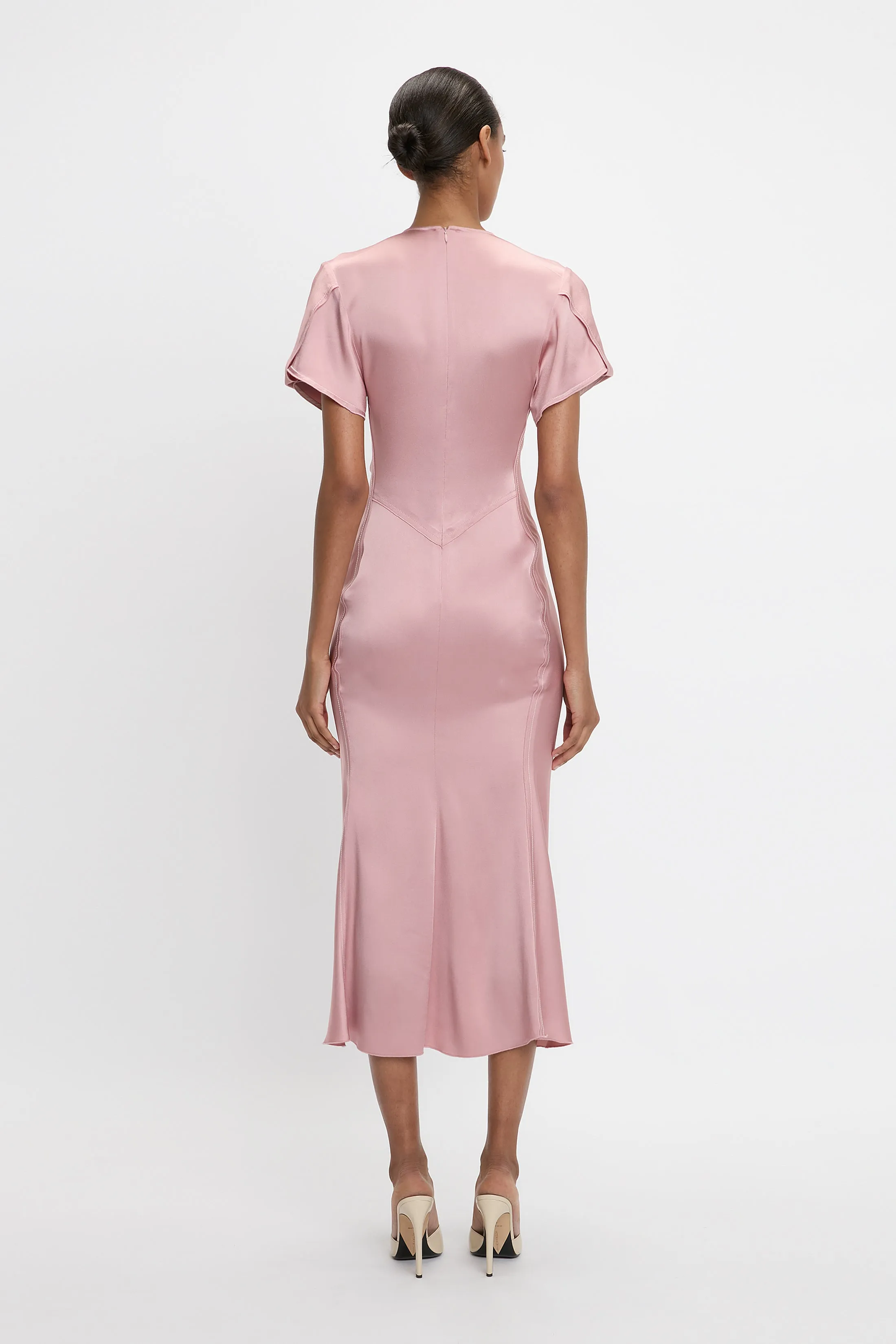 Eva V-Neck Midi Dress In Peony sold by Victoria Beckham product image thumbnail 3