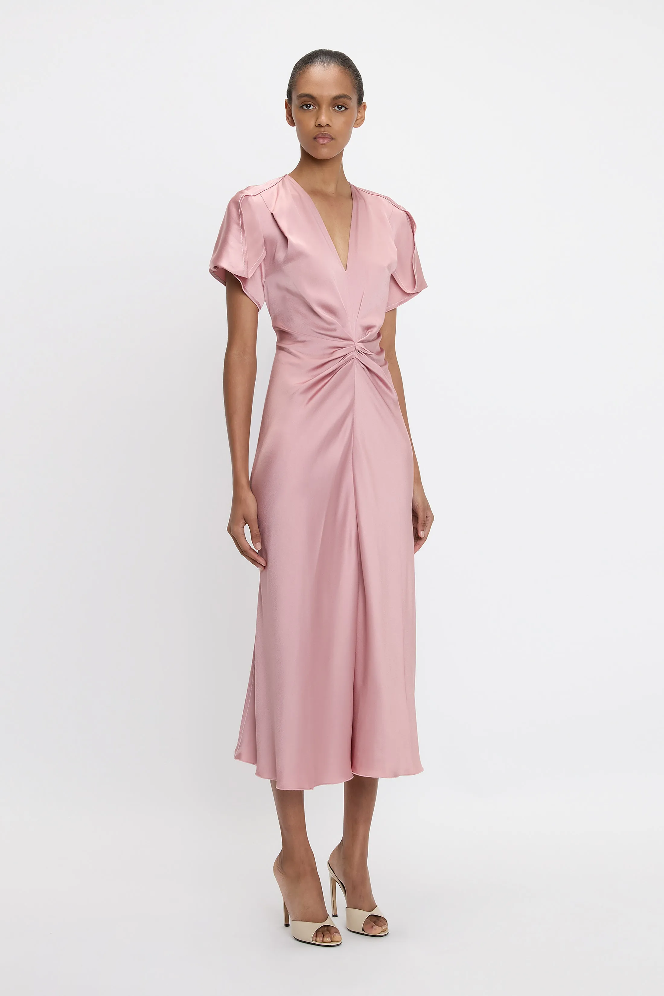 Eva V-Neck Midi Dress In Peony sold by Victoria Beckham product image thumbnail 2