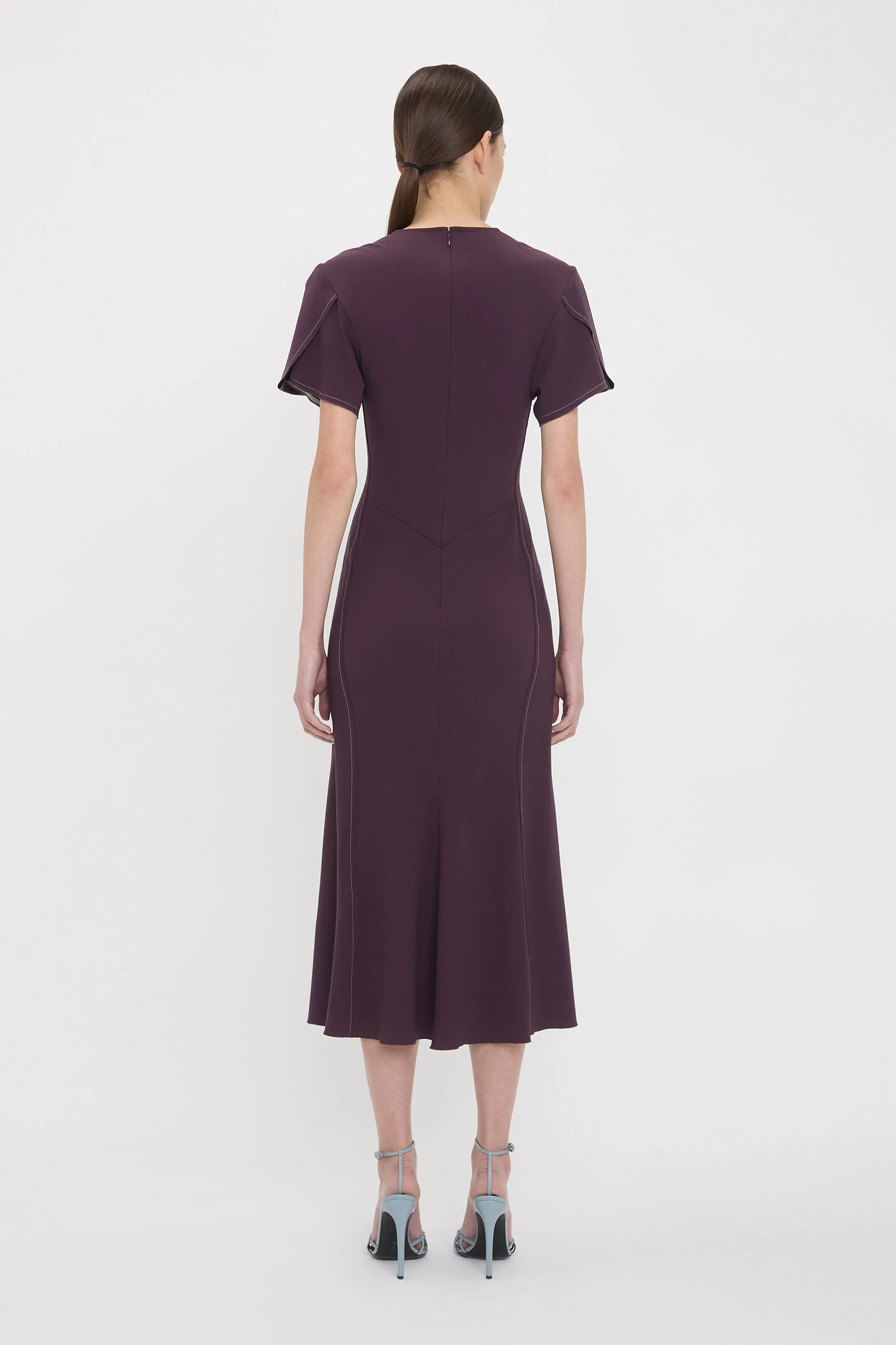 Eva V-Neck Midi Dress In Fig sold by Victoria Beckham product image thumbnail 3