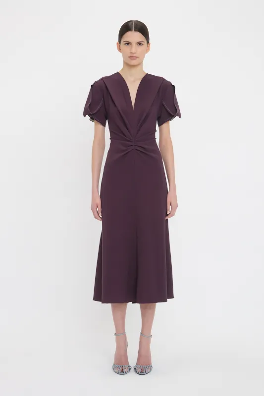 Eva V-Neck Midi Dress In Fig sold by Victoria Beckham