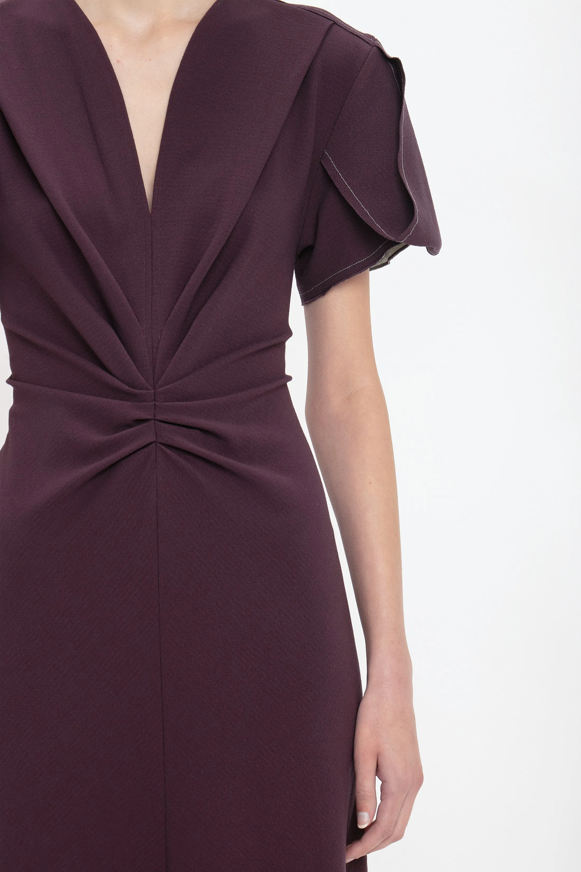 Eva V-Neck Midi Dress In Fig sold by Victoria Beckham product image thumbnail 4