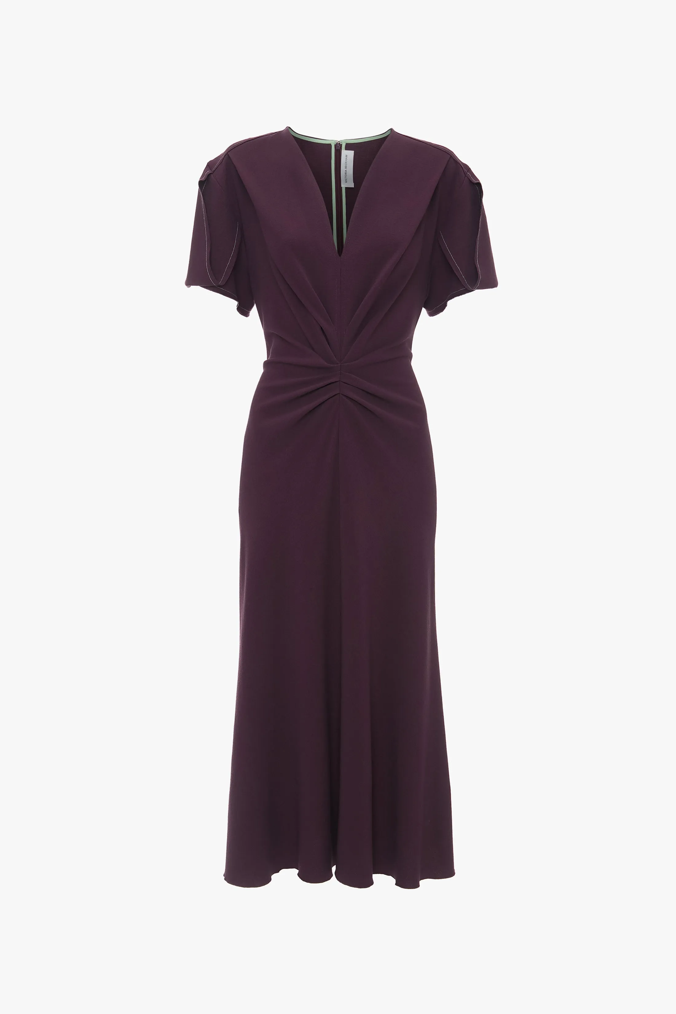 Eva V-Neck Midi Dress In Fig sold by Victoria Beckham product image thumbnail 5