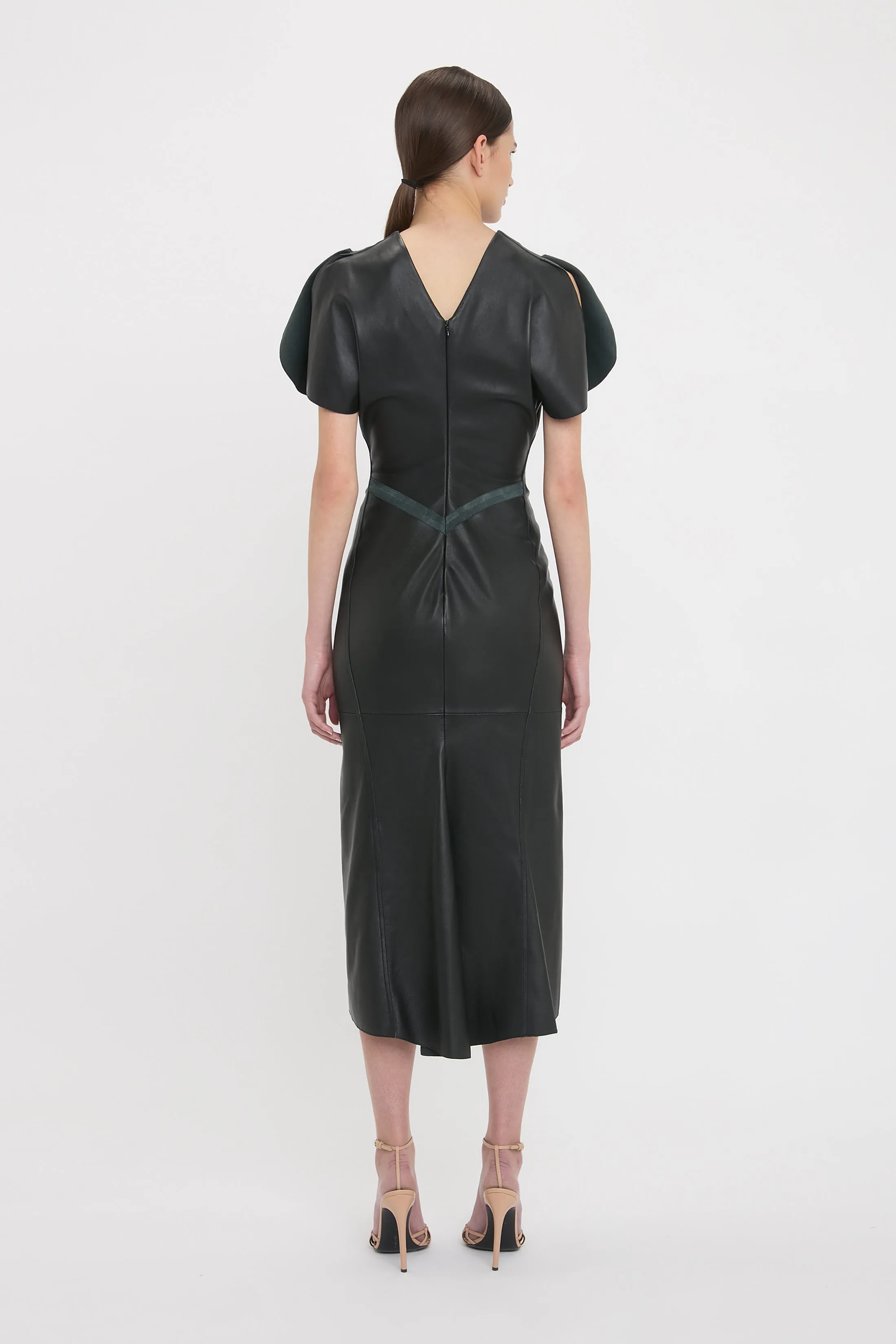 Leather Bela Midi Dress In Black sold by Victoria Beckham product image thumbnail 3
