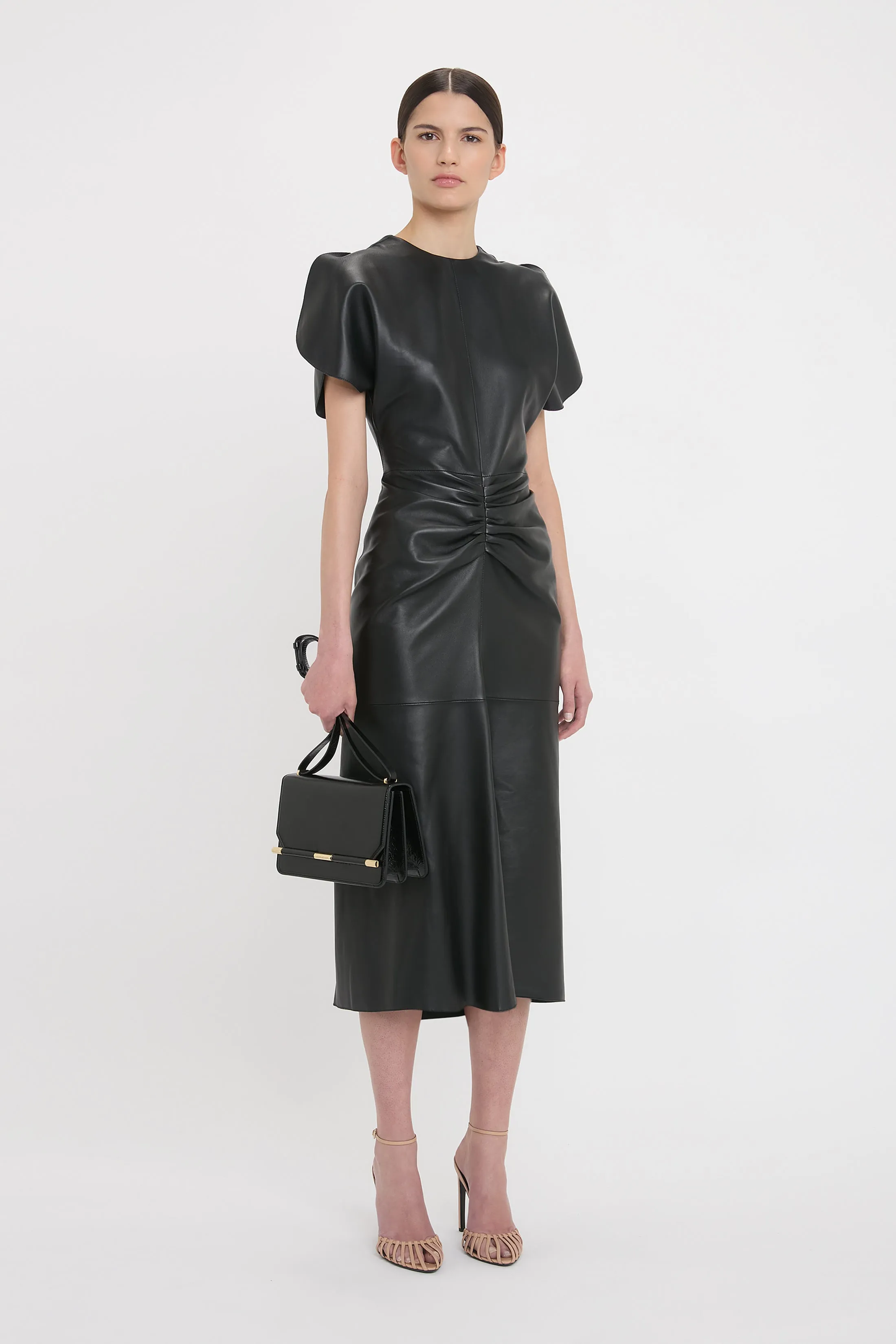 Leather Bela Midi Dress In Black sold by Victoria Beckham product image thumbnail 2
