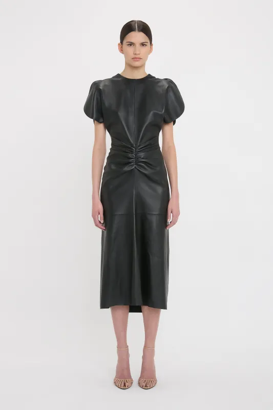 Leather Bela Midi Dress In Black sold by Victoria Beckham