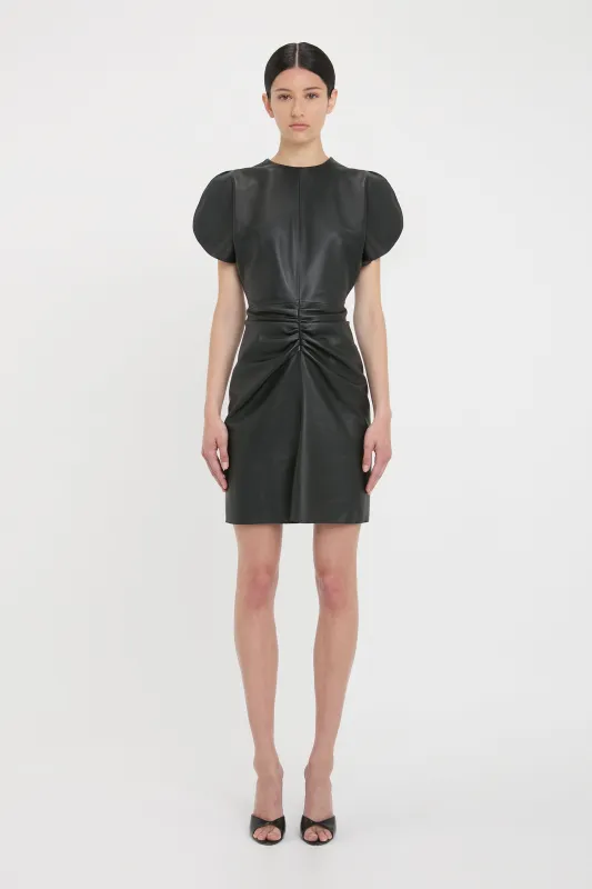 Leather Bela Mini Dress In Black sold by Victoria Beckham