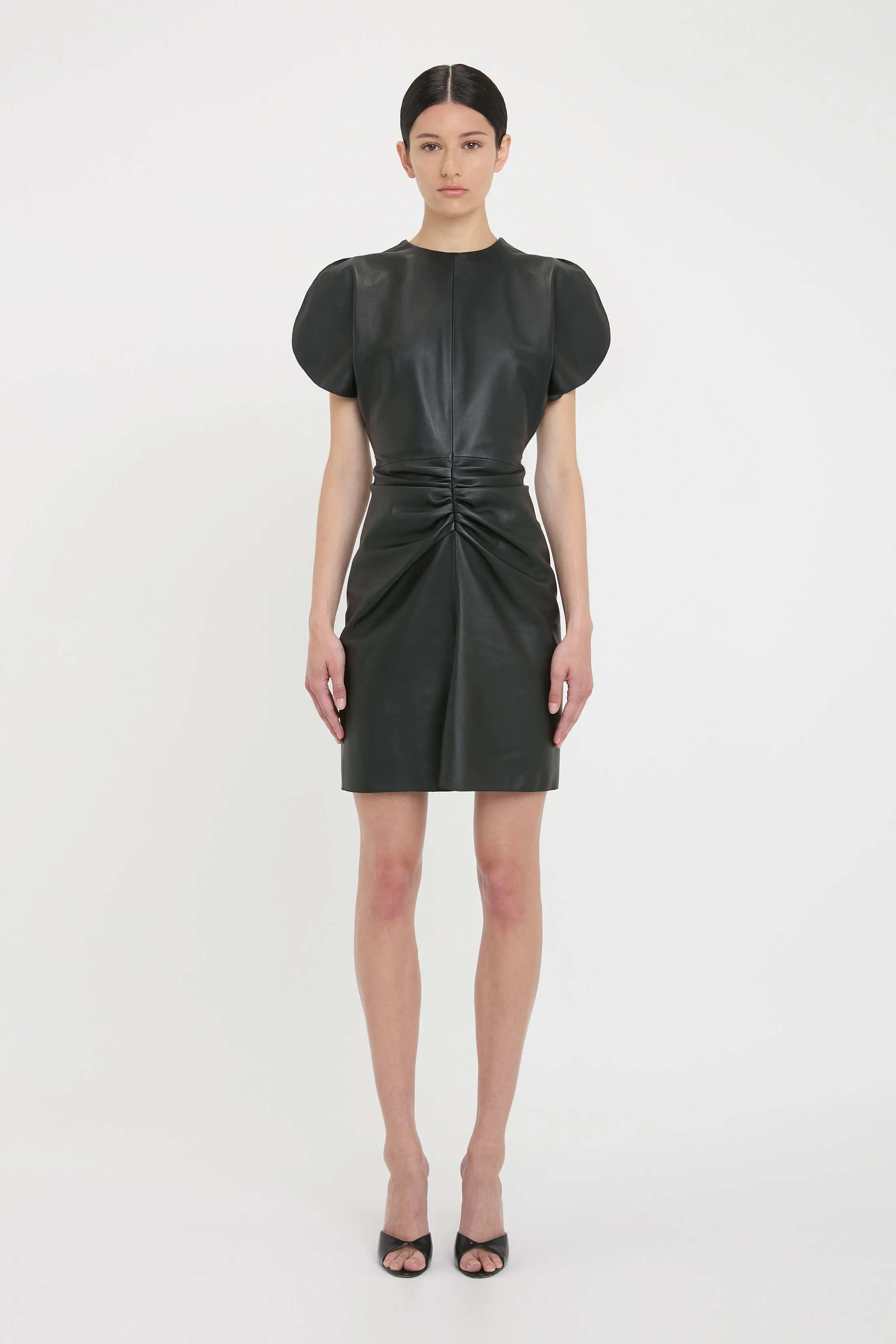 Leather Bela Mini Dress In Black sold by Victoria Beckham