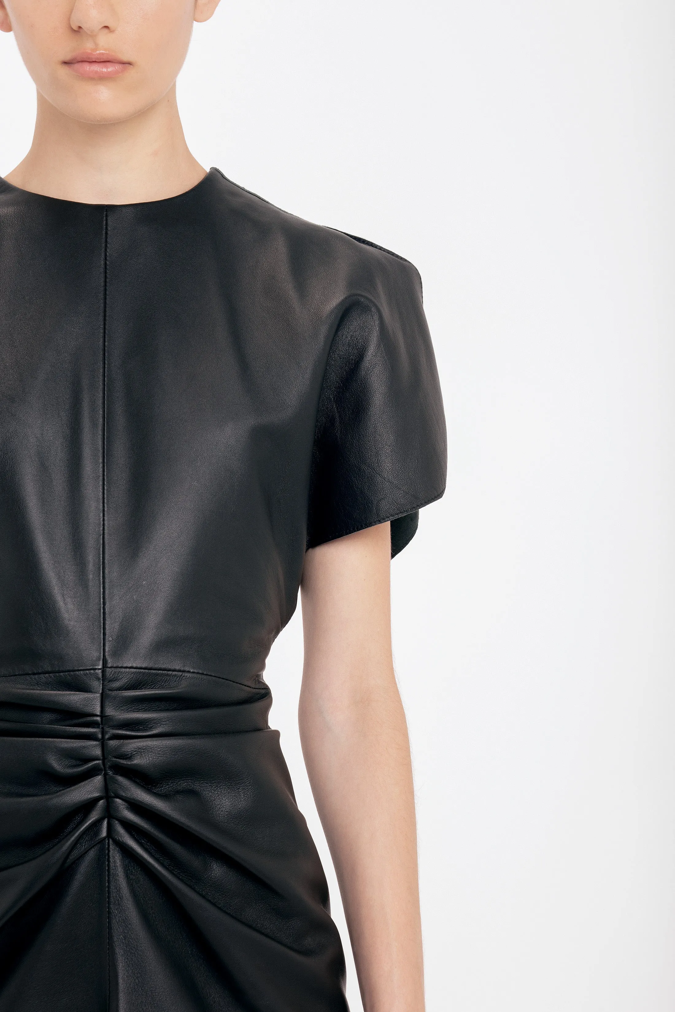 Leather Bela Mini Dress In Black sold by Victoria Beckham product image thumbnail 4