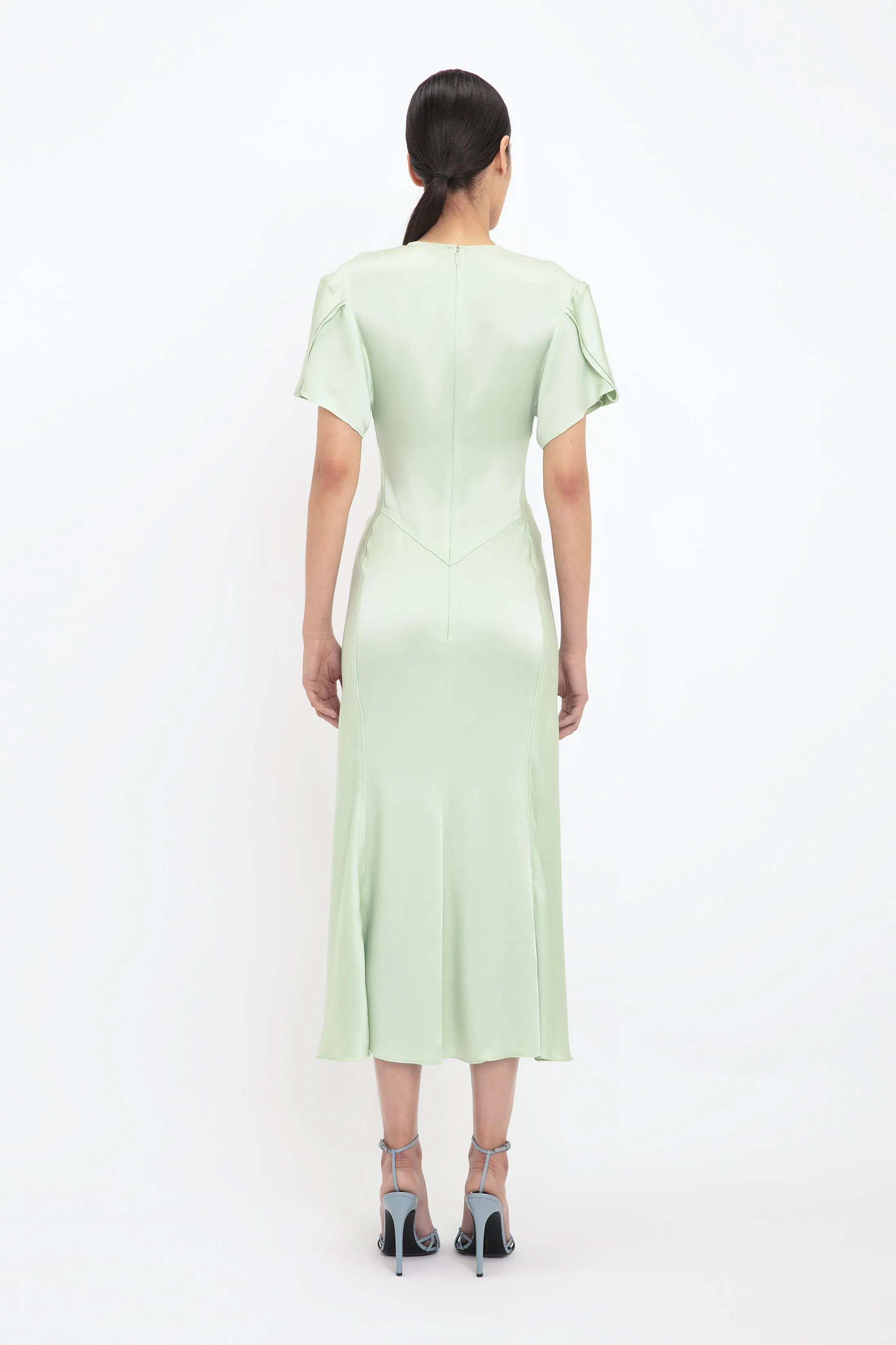 Eva V-Neck Midi Dress In Jade sold by Victoria Beckham product image thumbnail 3