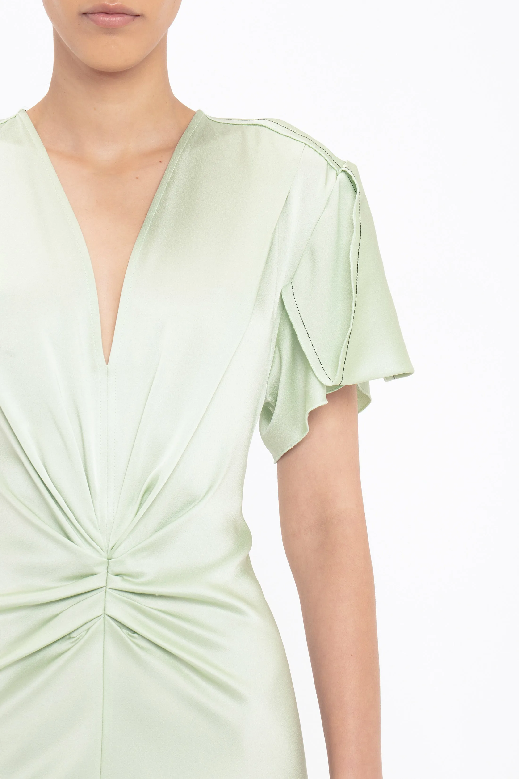 Eva V-Neck Midi Dress In Jade sold by Victoria Beckham product image thumbnail 4