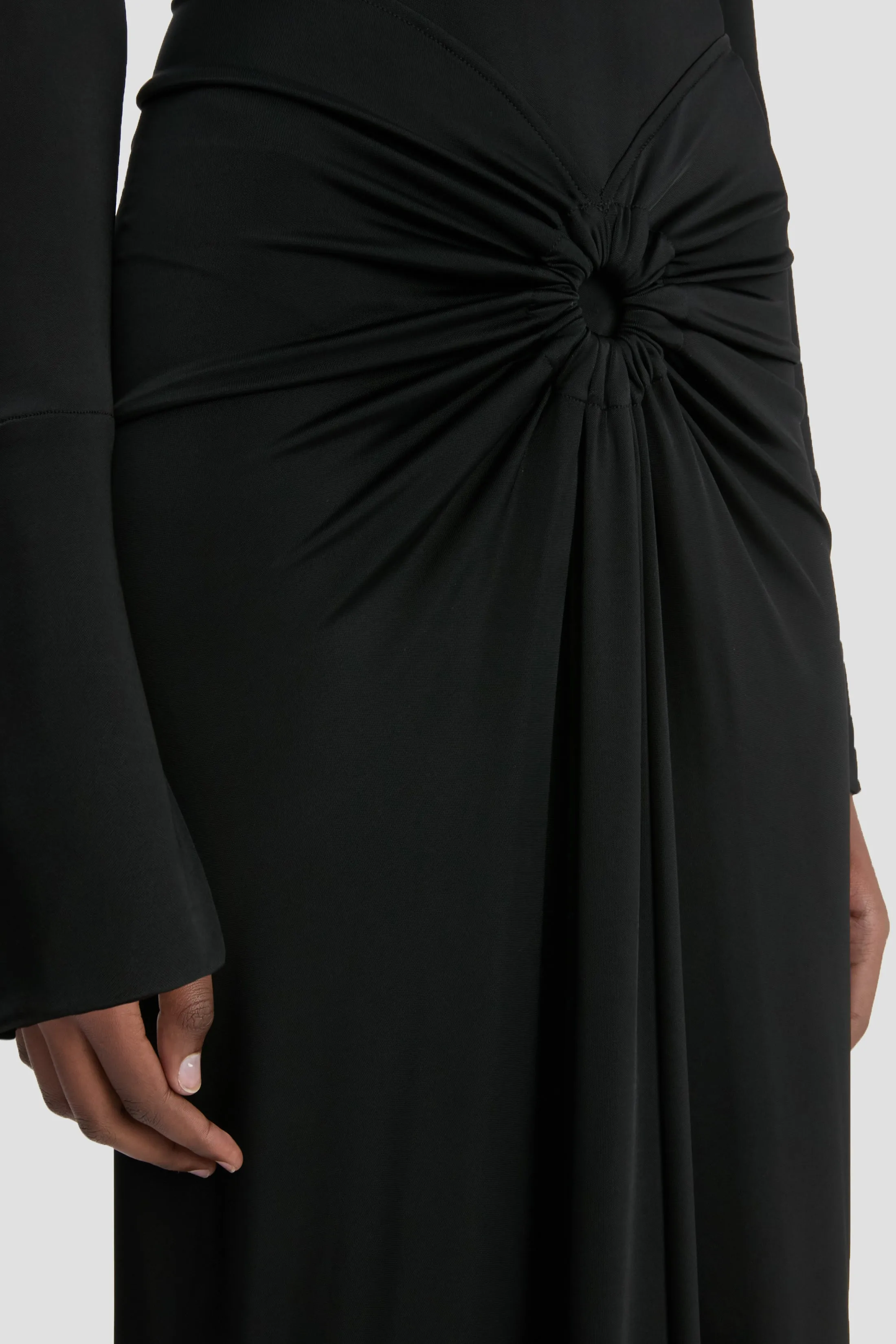 Gathered Midi Dress In Black sold by Victoria Beckham product image thumbnail 3
