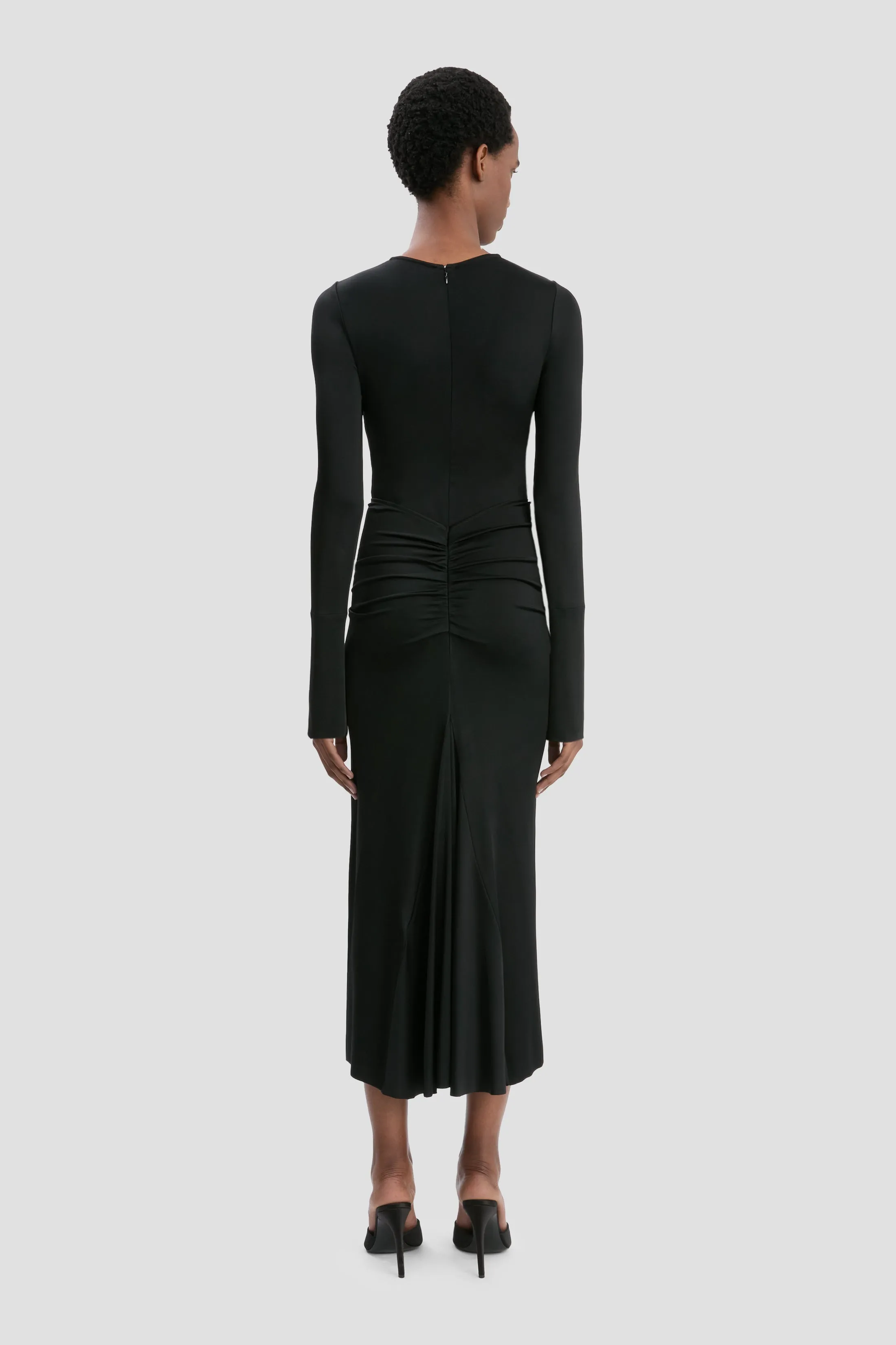 Gathered Midi Dress In Black sold by Victoria Beckham product image thumbnail 4