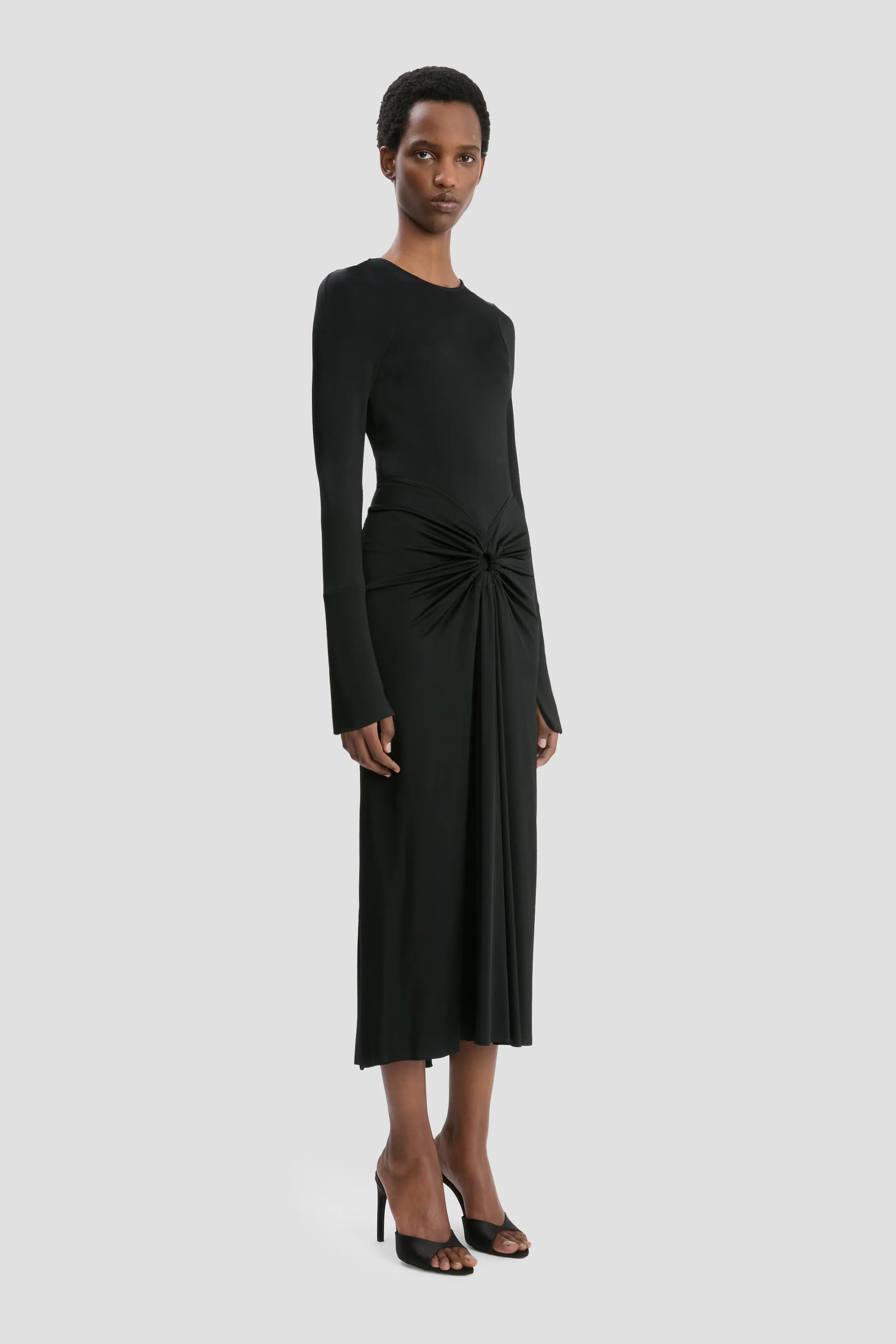 Gathered Midi Dress In Black sold by Victoria Beckham product image thumbnail 2