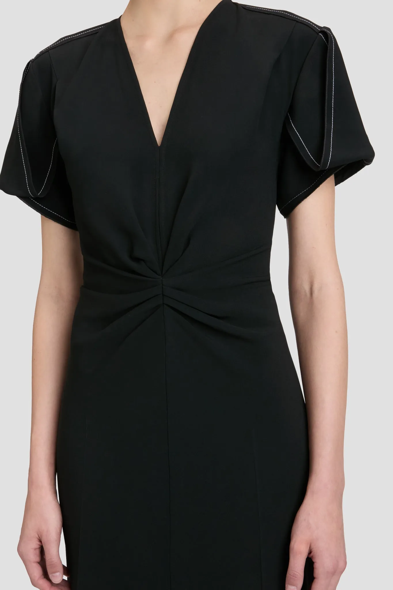 Eva V-Neck Midi Dress in Black sold by Victoria Beckham product image thumbnail 2