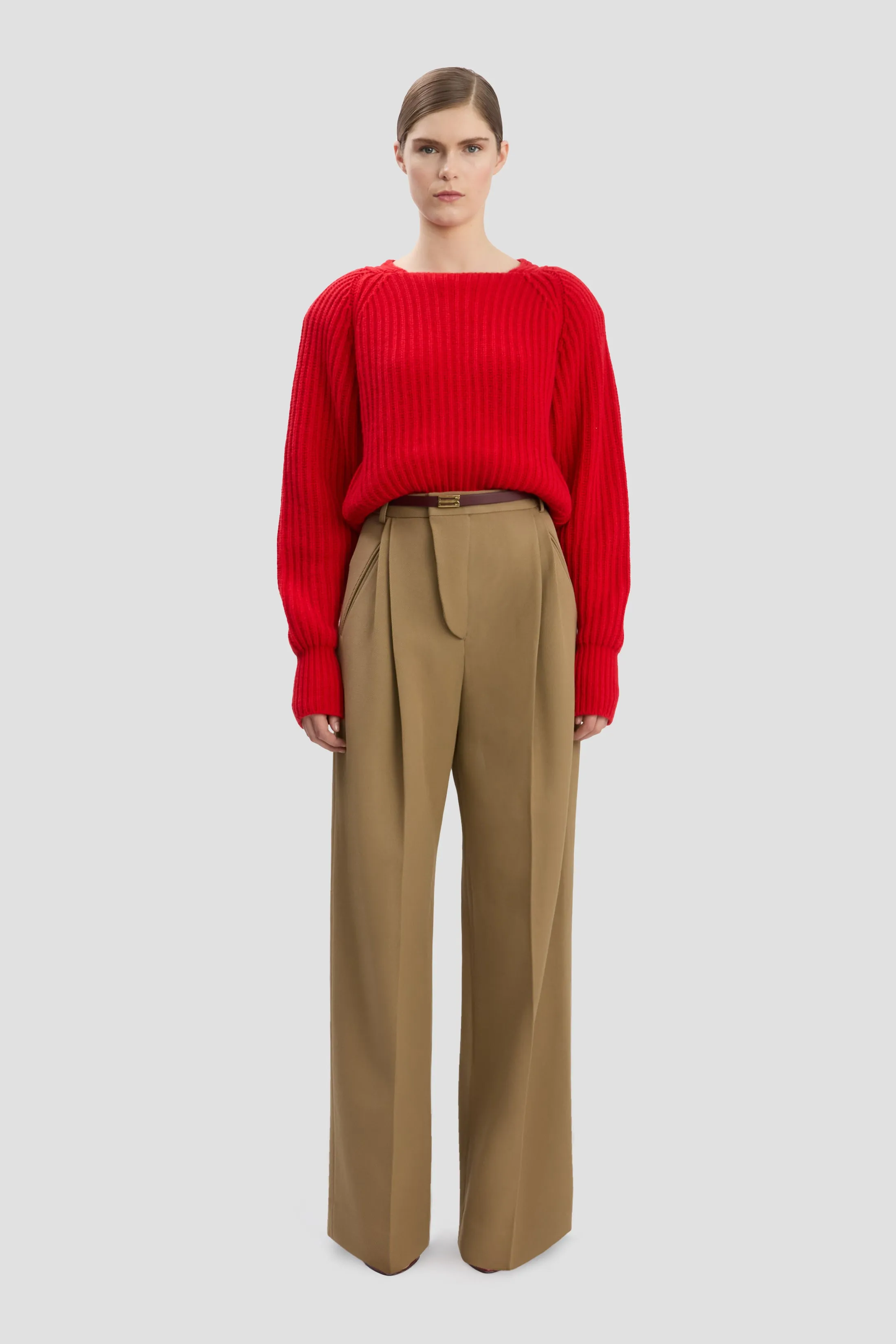 Charlee Trouser In Dark Camel sold by Victoria Beckham