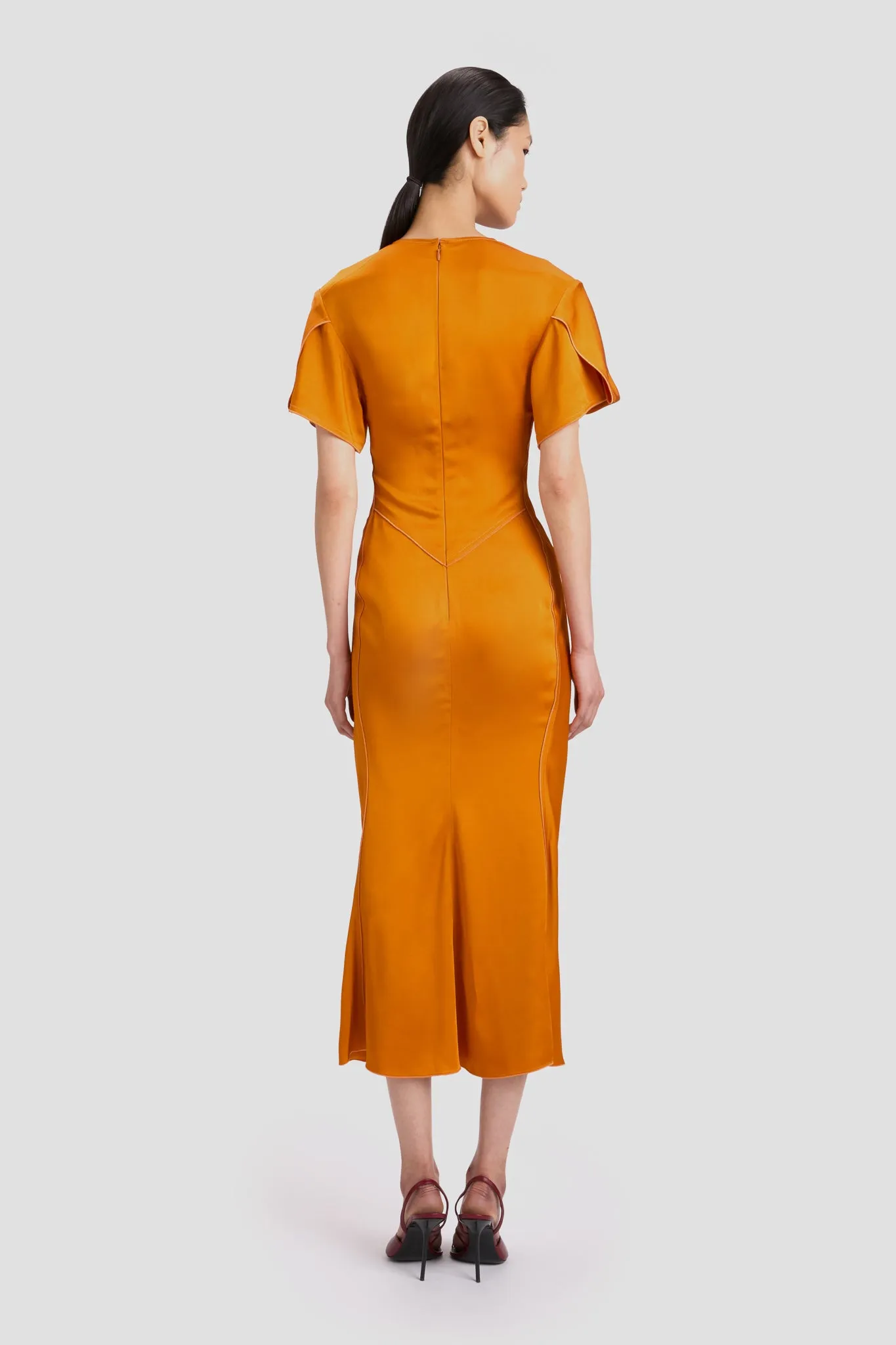 Eve Midi Dress In Sunset Orange sold by Victoria Beckham product image thumbnail 4