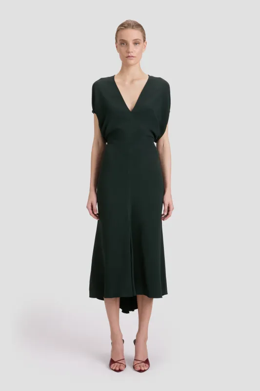 Edith Midi Dress In Dark Pine sold by Victoria Beckham