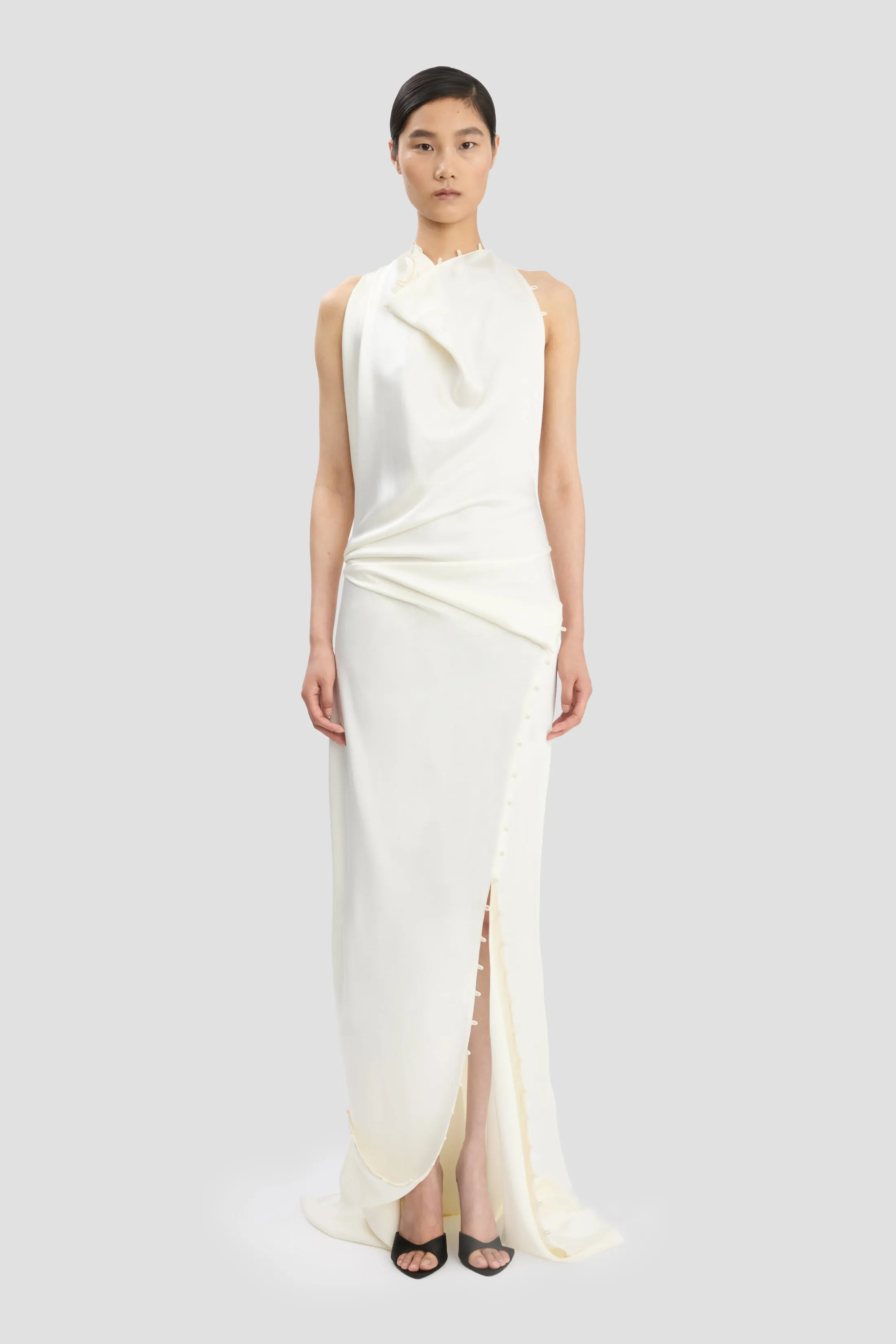 Sleeveless Draped Gown In Ivory sold by Victoria Beckham