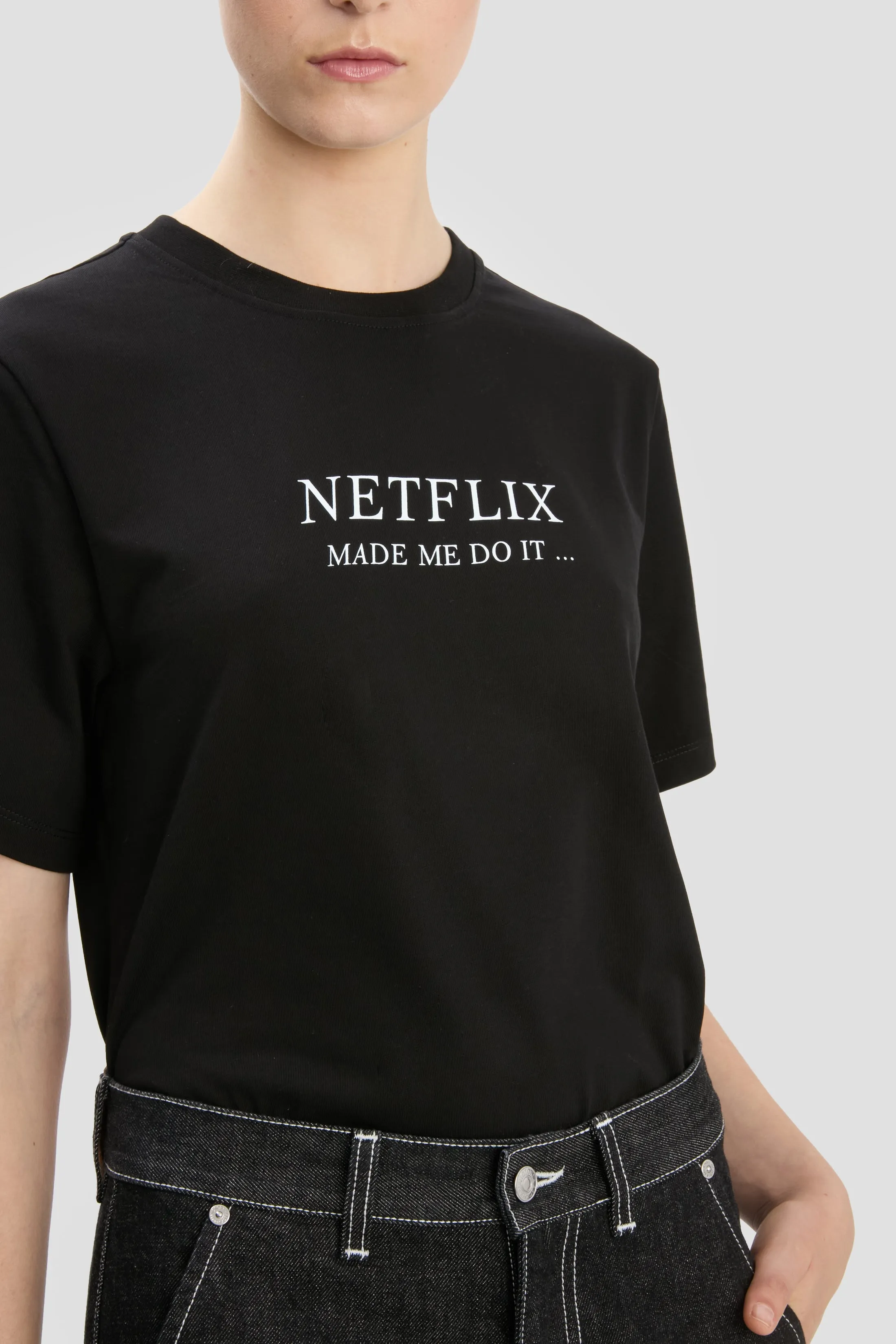 Slogan Tee In Black Netflix Made Me Do it sold by Victoria Beckham product image thumbnail 3