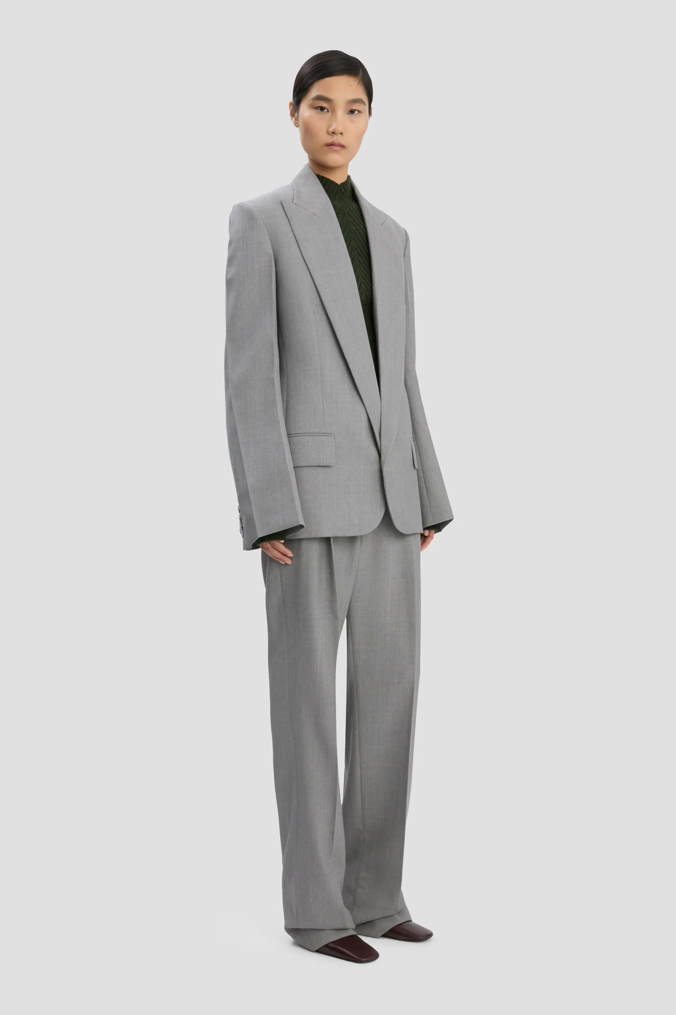 Sculptural Sleeve Jacket In Light Grey Melange sold by Victoria Beckham product image thumbnail 2
