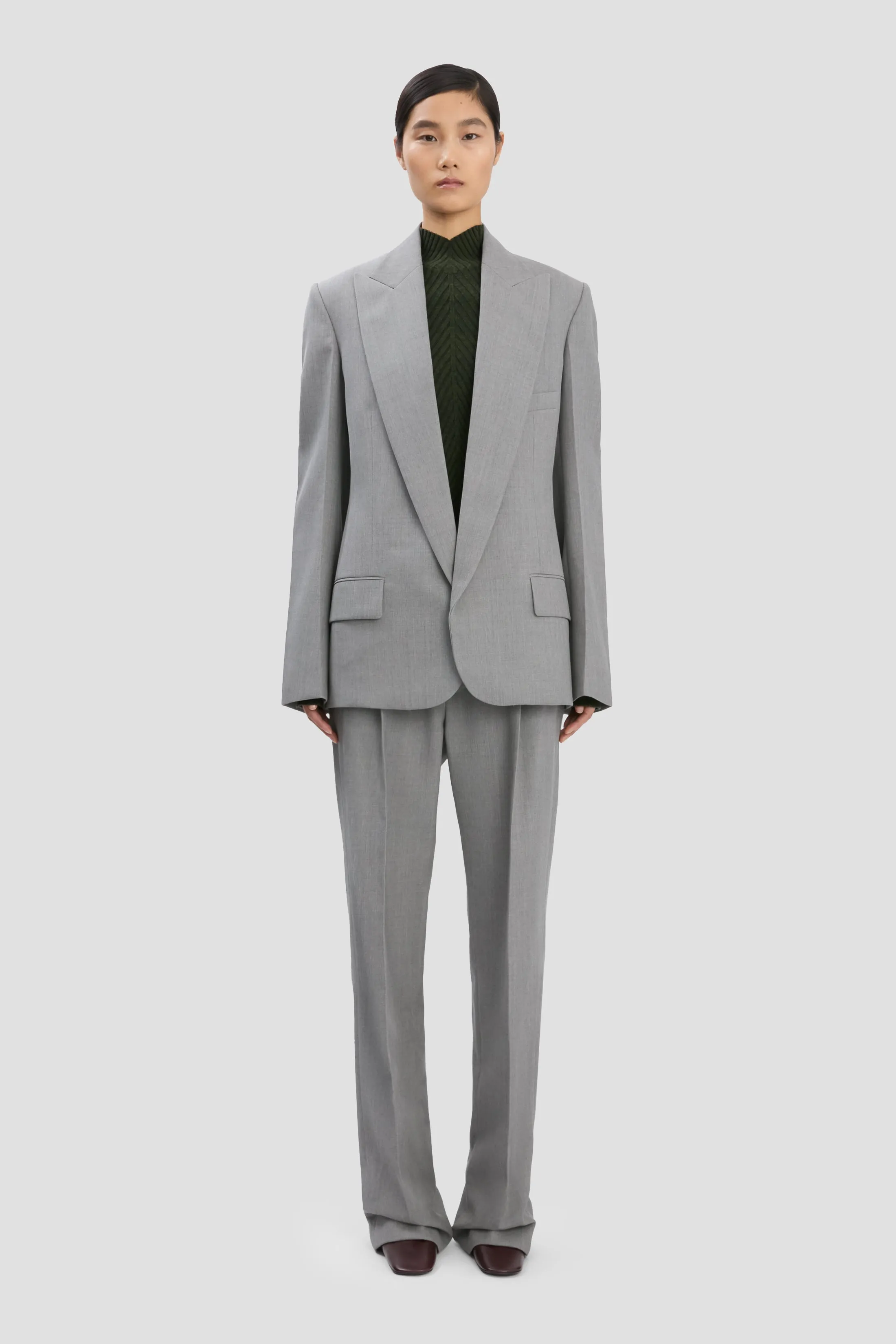 Sculptural Sleeve Jacket In Light Grey Melange sold by Victoria Beckham