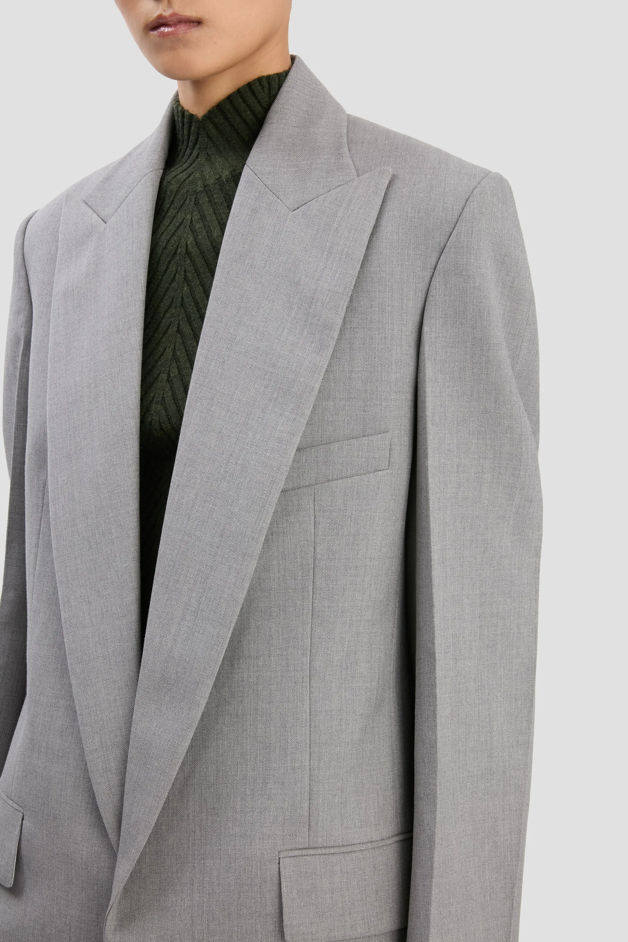 Sculptural Sleeve Jacket In Light Grey Melange sold by Victoria Beckham product image thumbnail 3