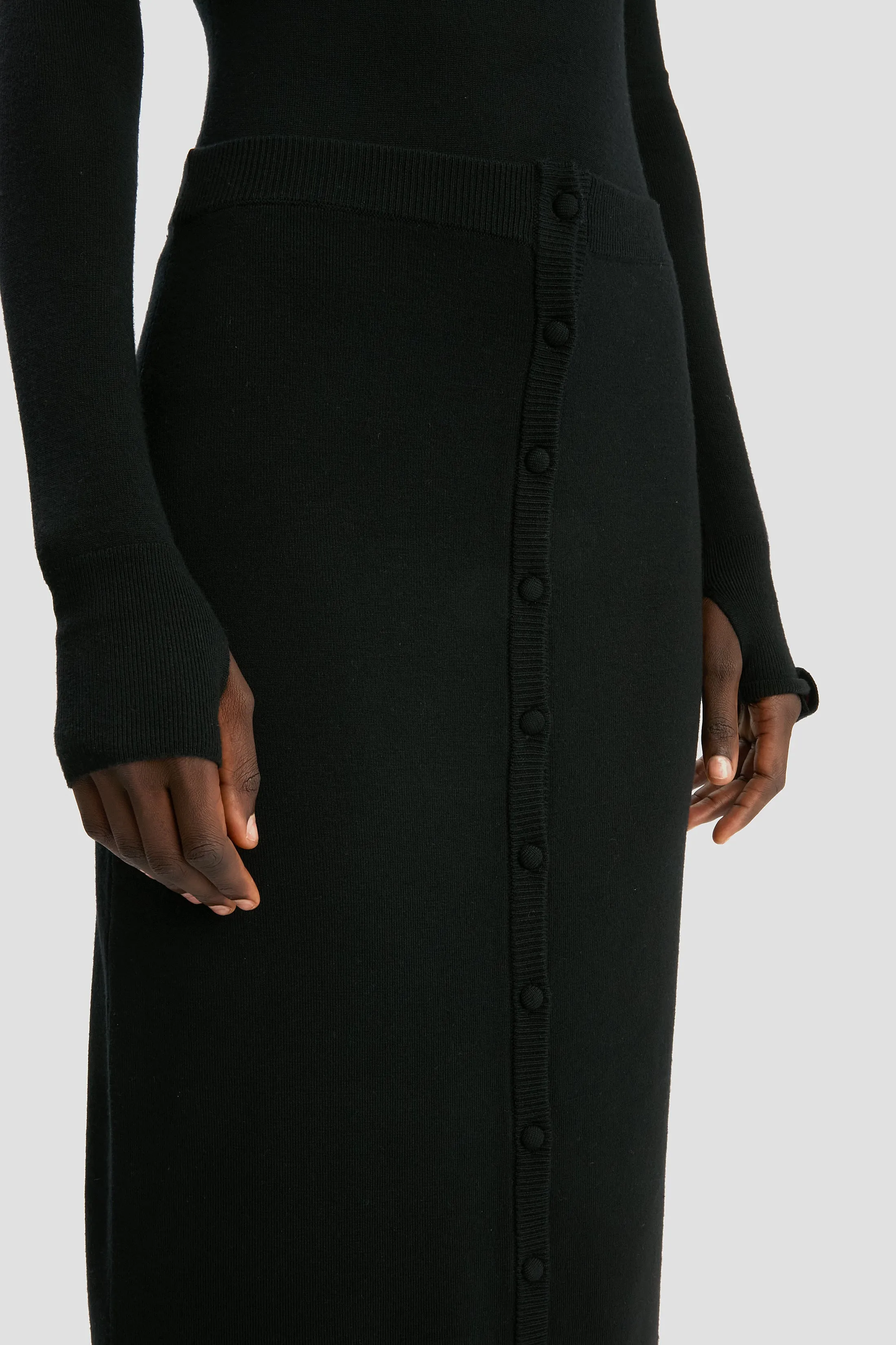 Button Midi Skirt In Black sold by Victoria Beckham product image thumbnail 3