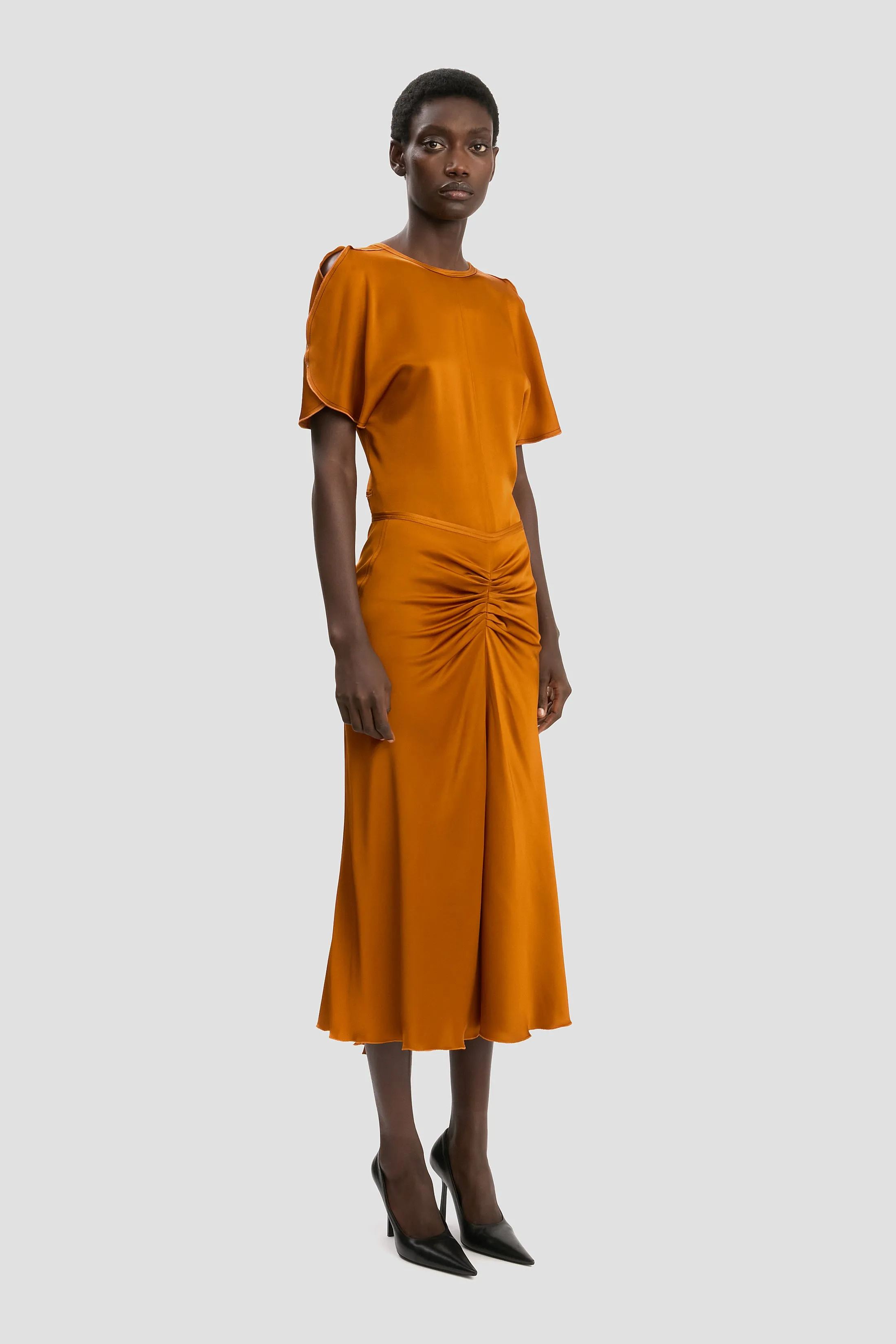 Bela Midi Skirt In Bronze sold by Victoria Beckham product image thumbnail 2