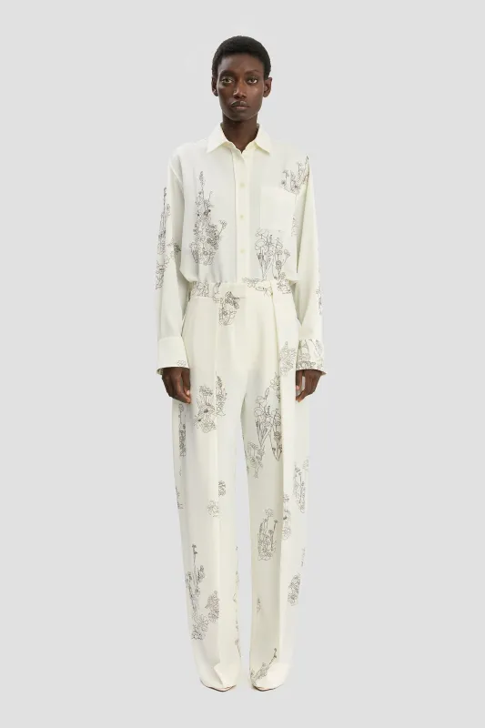 Wide Leg Trouser In Off-White Floral Print sold by Victoria Beckham