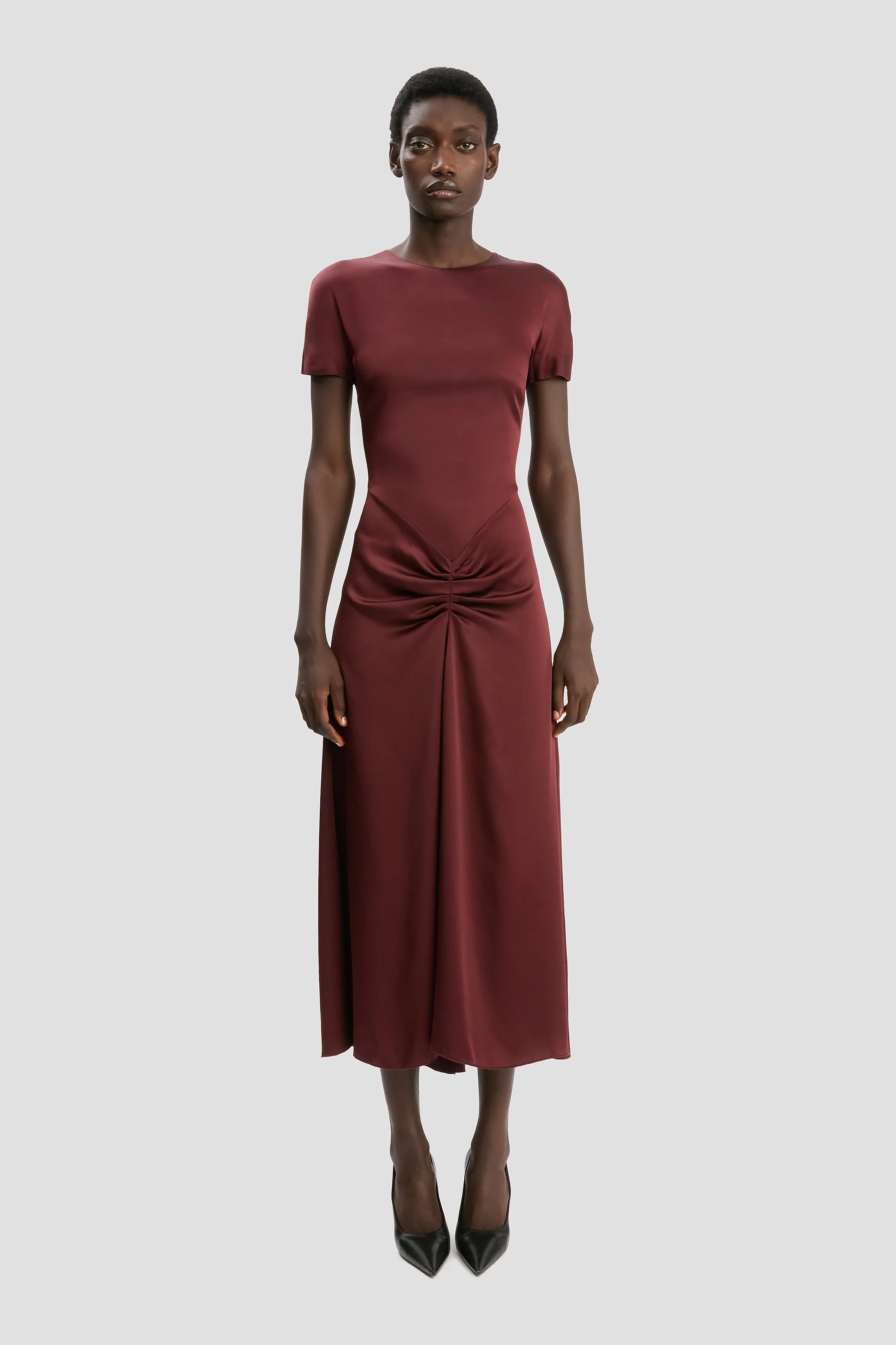 Blaire Midi Dress In Cinnabar Red sold by Victoria Beckham
