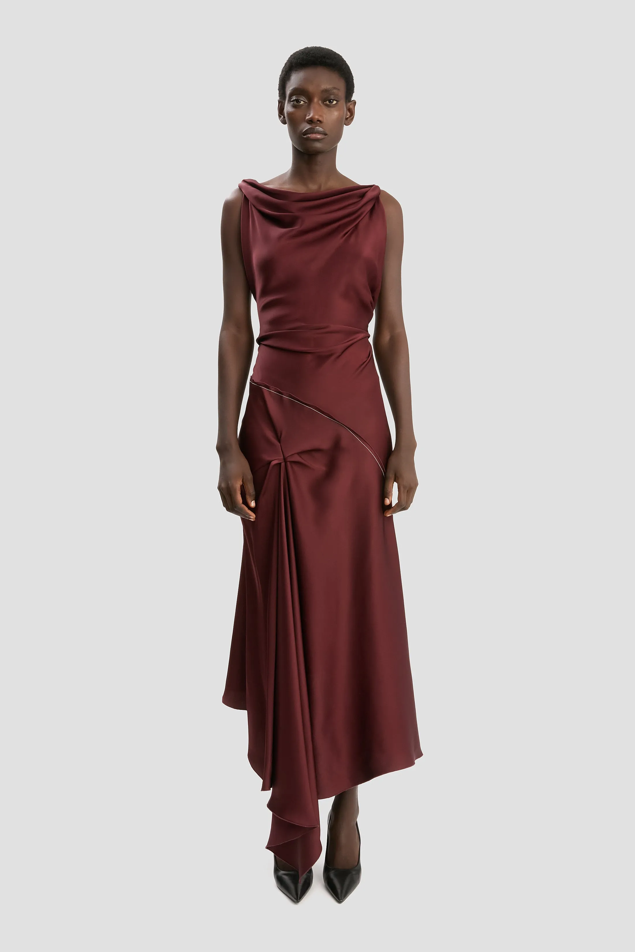 Posy Midi Dress In Cinnabar Red sold by Victoria Beckham