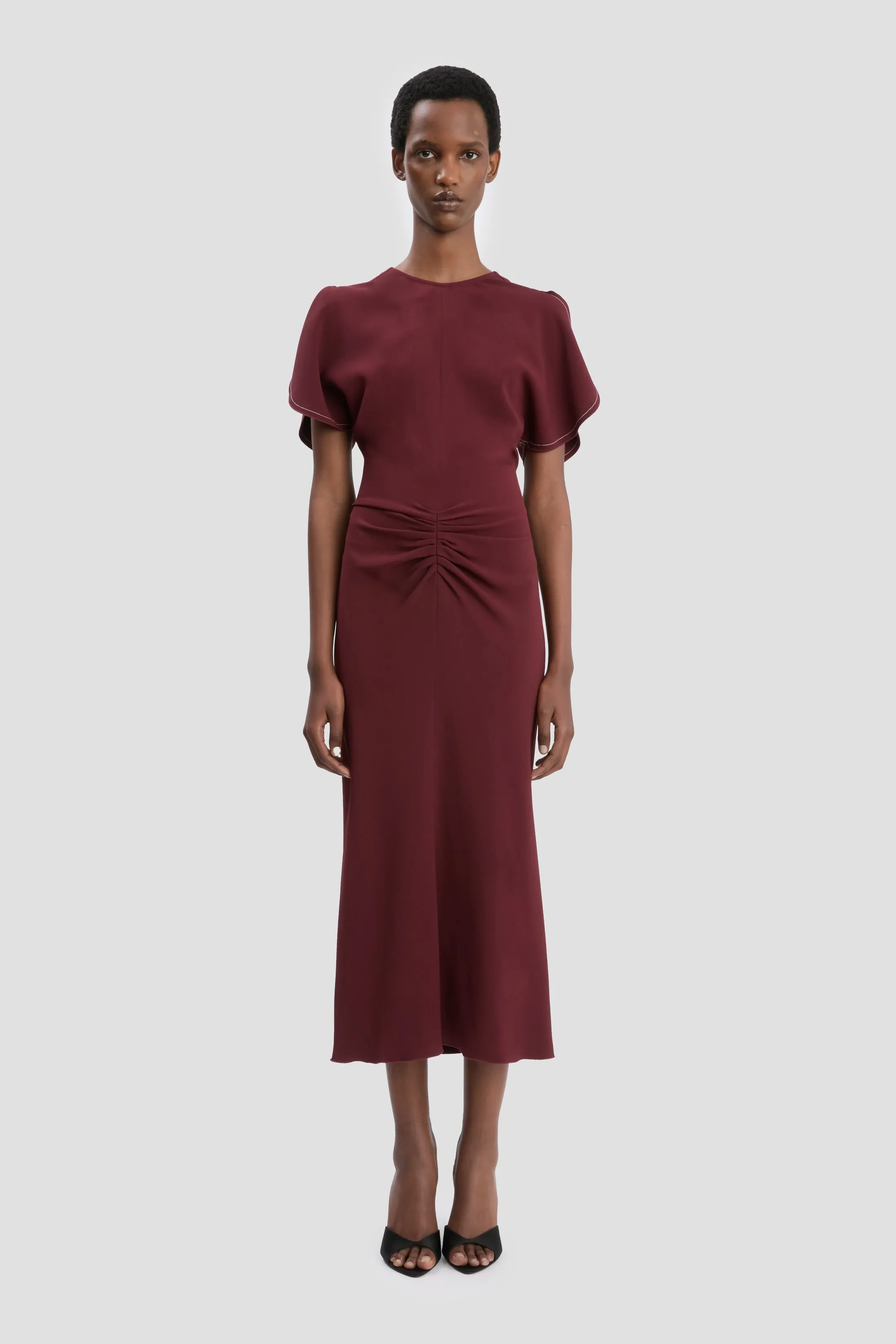 Bela Midi Dress In Cinnabar Red sold by Victoria Beckham