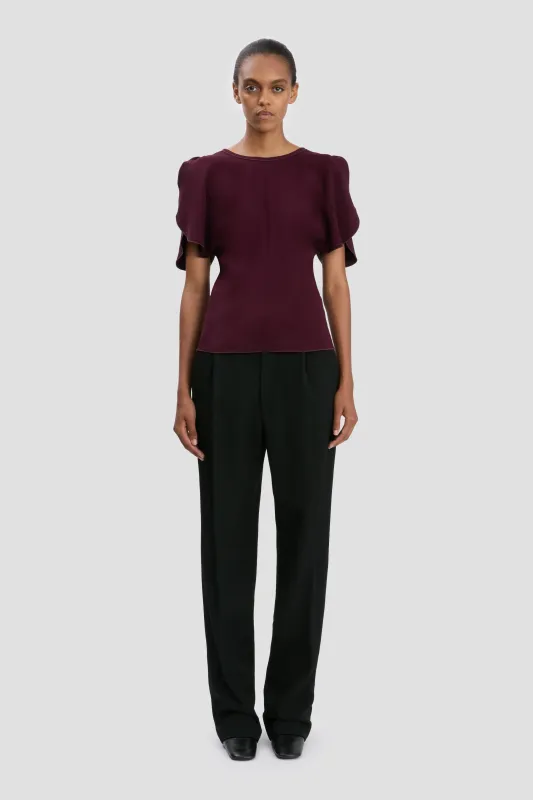 Draped Sleeve Top In Merlot sold by Victoria Beckham