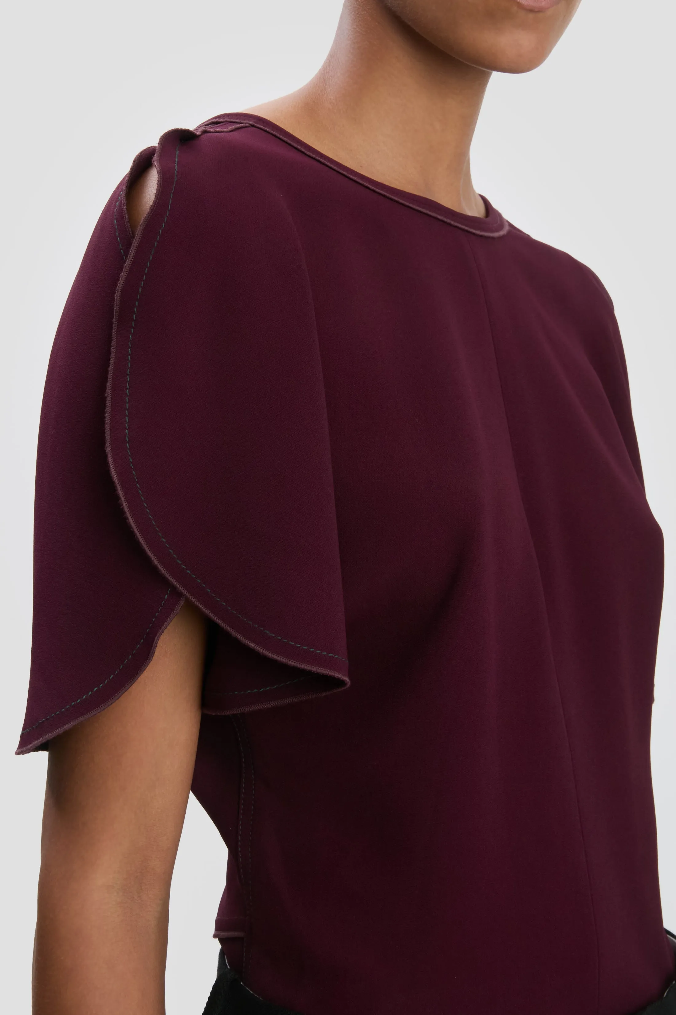 Draped Sleeve Top In Merlot sold by Victoria Beckham product image thumbnail 3