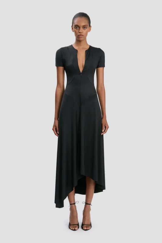 Zipped Front Midi Dress In Black sold by Victoria Beckham