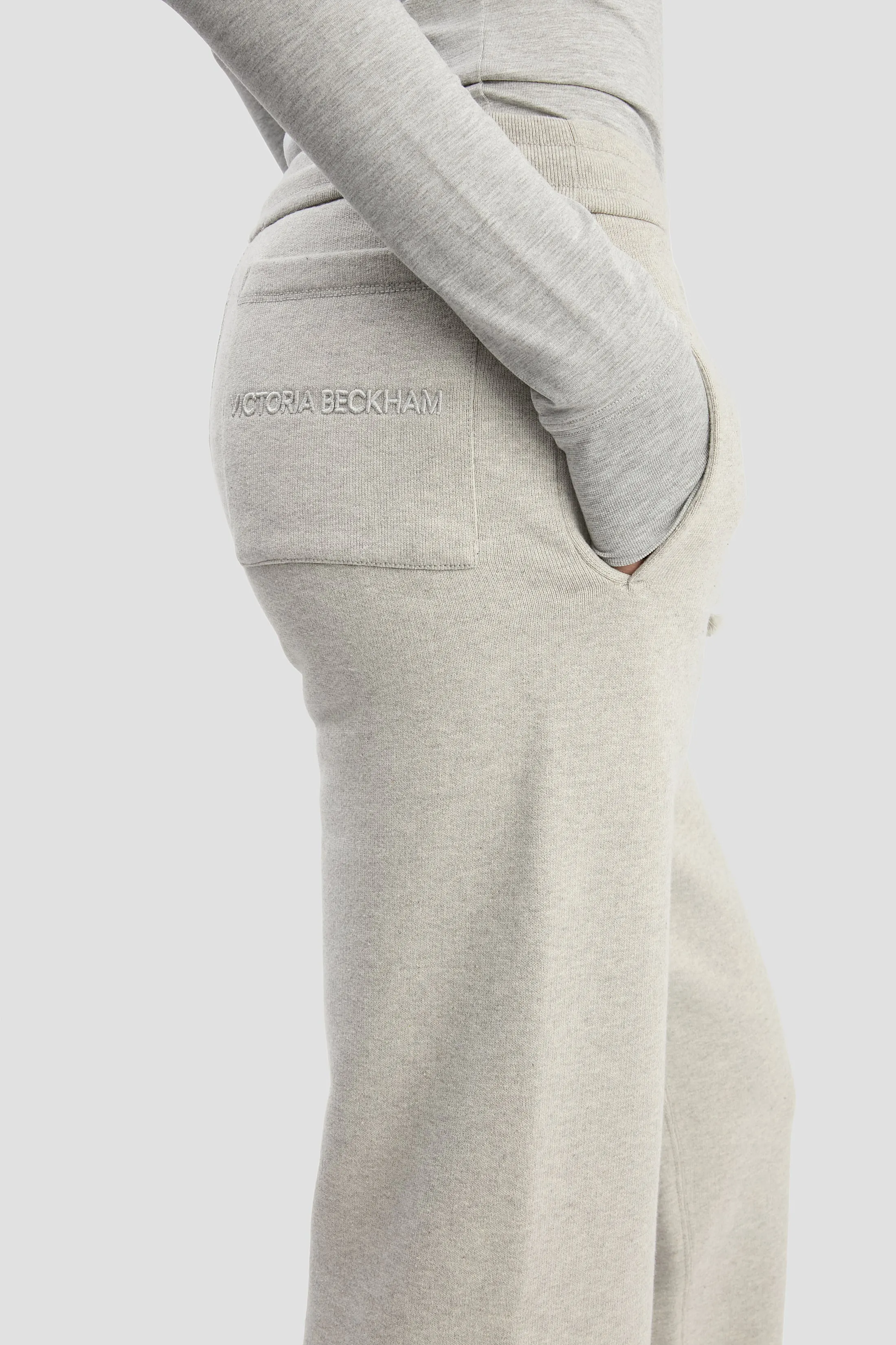 Logo Embroidered Jogger In Grey Marl sold by Victoria Beckham product image thumbnail 3