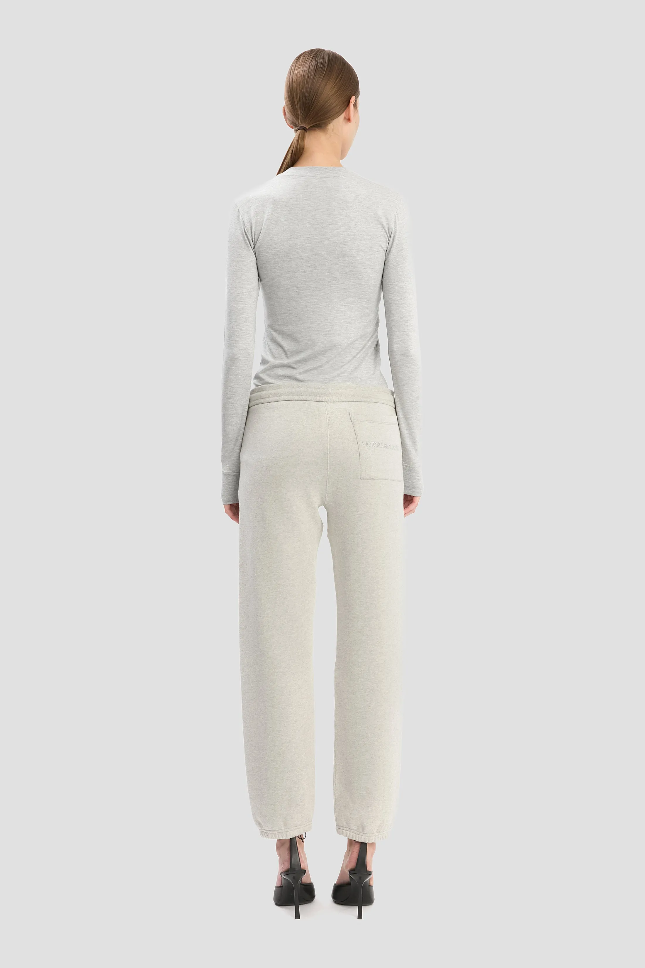 Logo Embroidered Jogger In Grey Marl sold by Victoria Beckham product image thumbnail 4