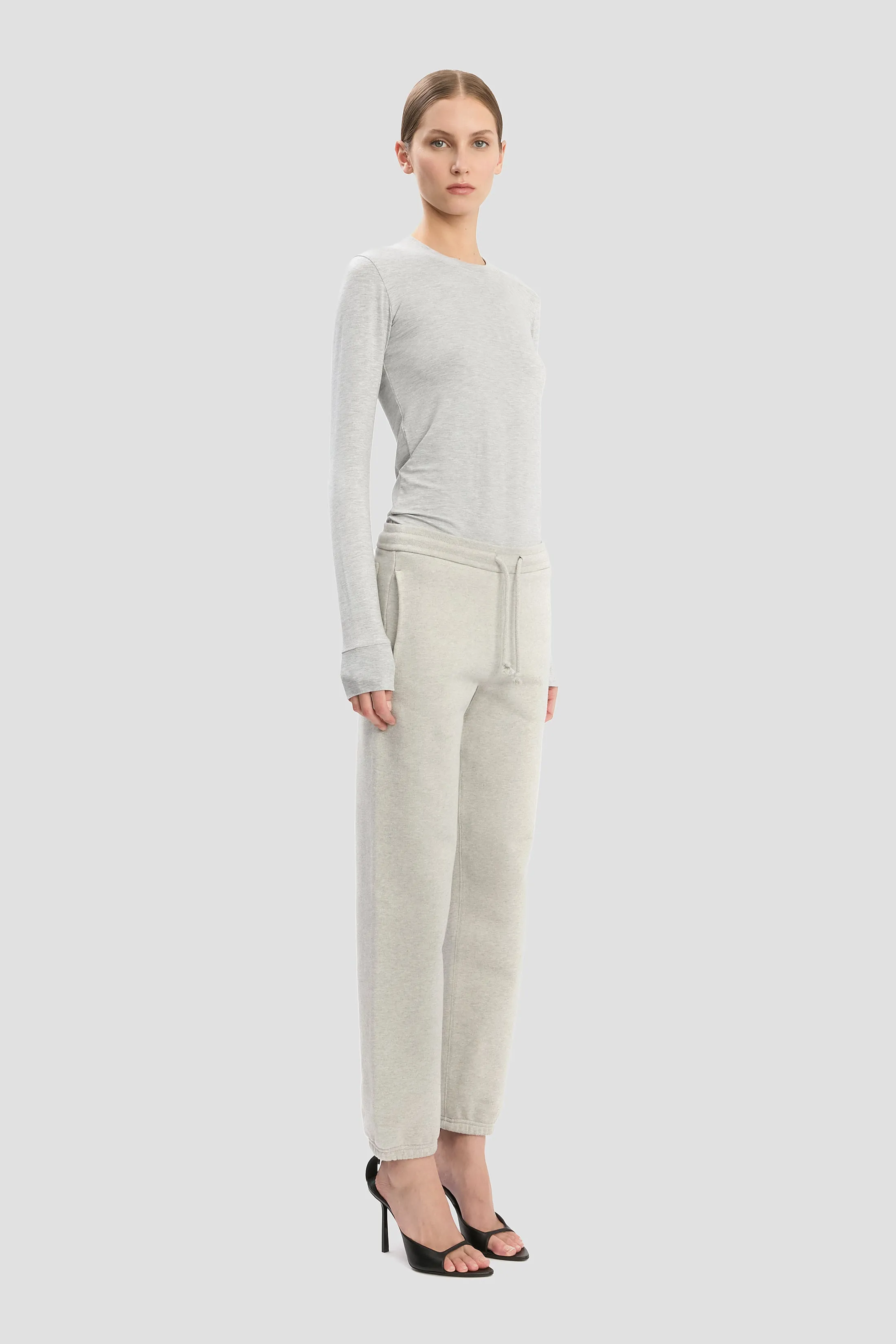 Logo Embroidered Jogger In Grey Marl sold by Victoria Beckham product image thumbnail 2