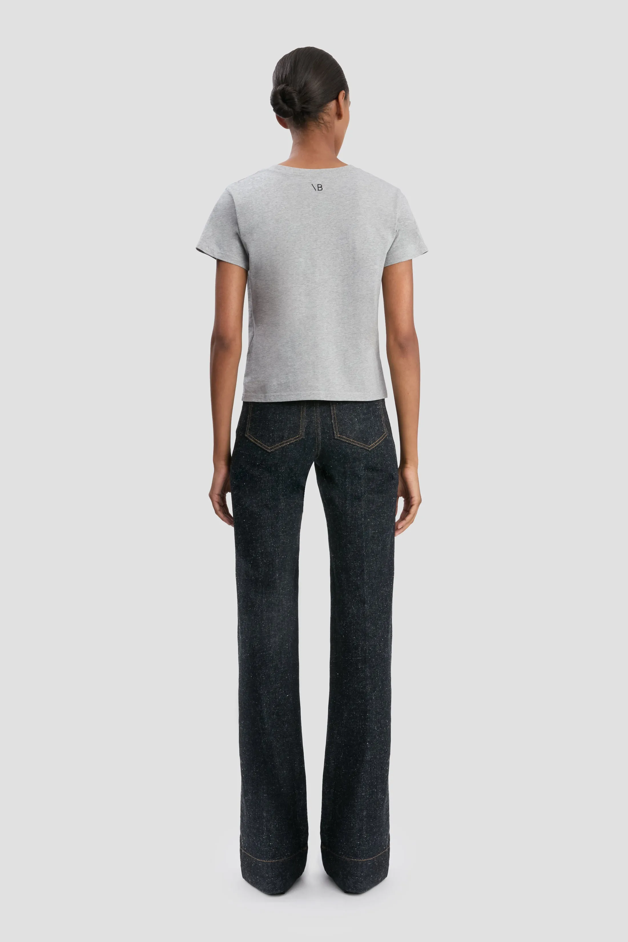 Shrunken Fit T-Shirt In Grey Marl sold by Victoria Beckham product image thumbnail 4