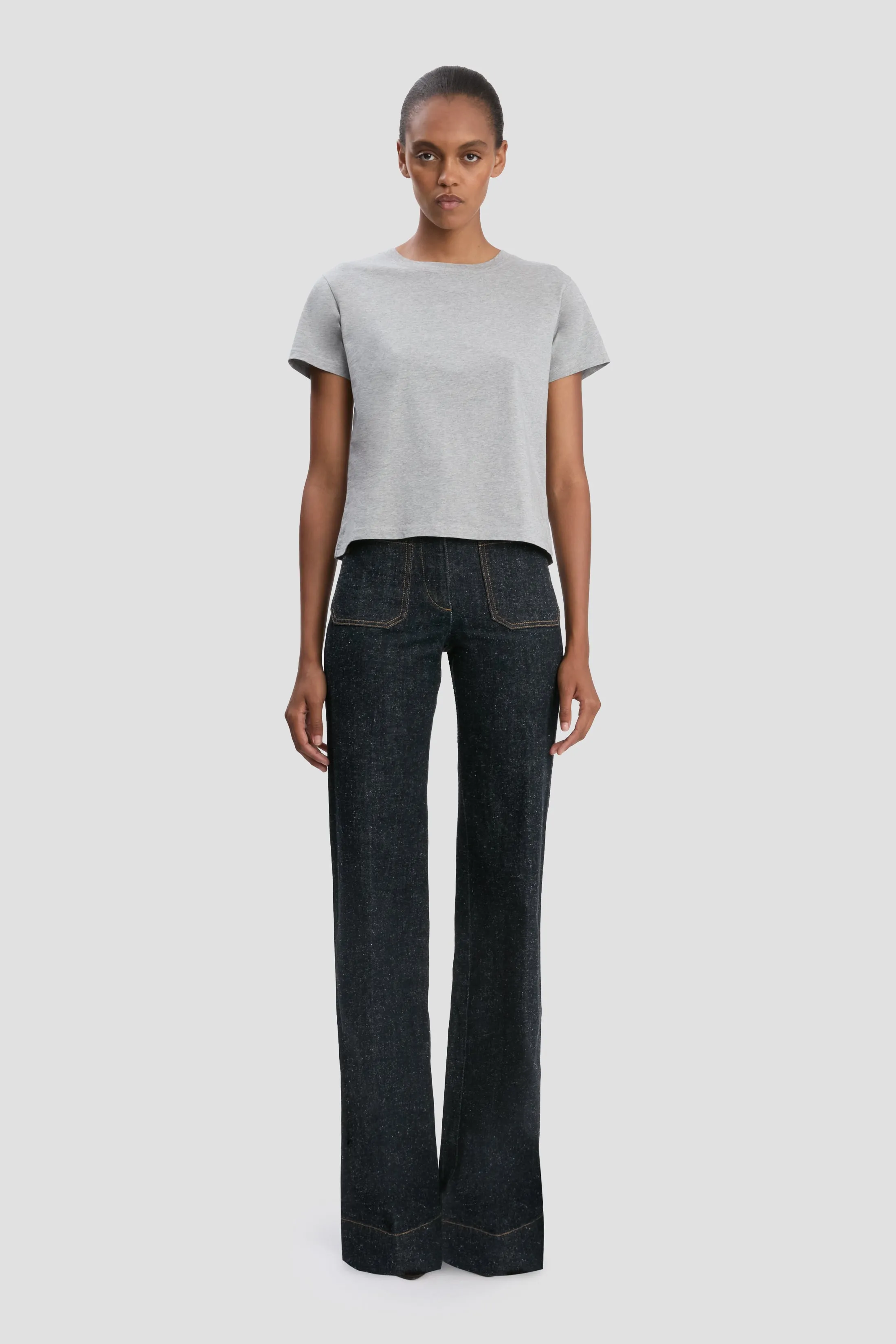 Shrunken Fit T-Shirt In Grey Marl sold by Victoria Beckham