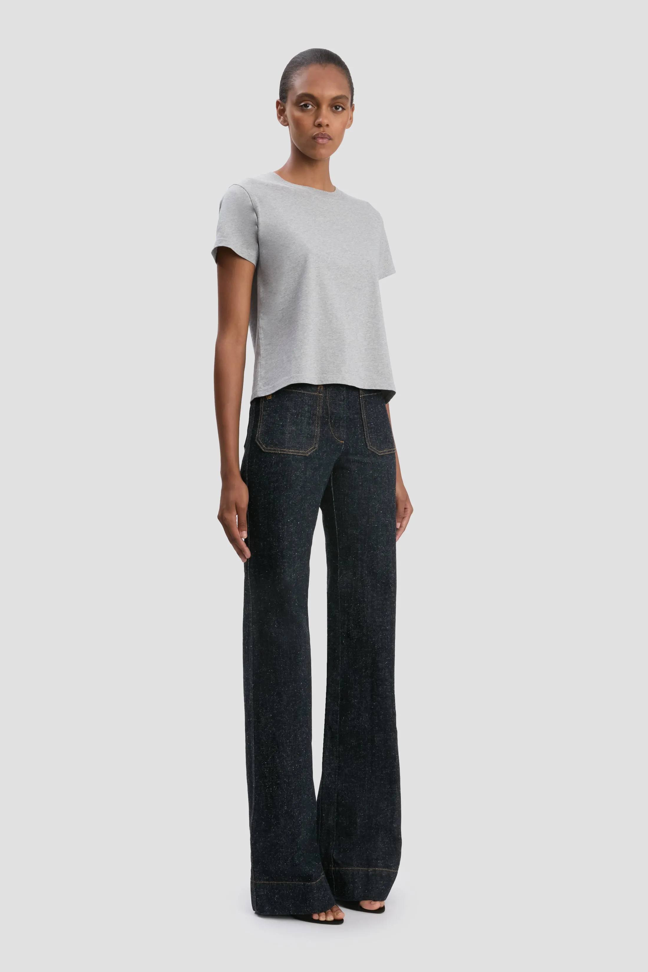Shrunken Fit T-Shirt In Grey Marl sold by Victoria Beckham product image thumbnail 2