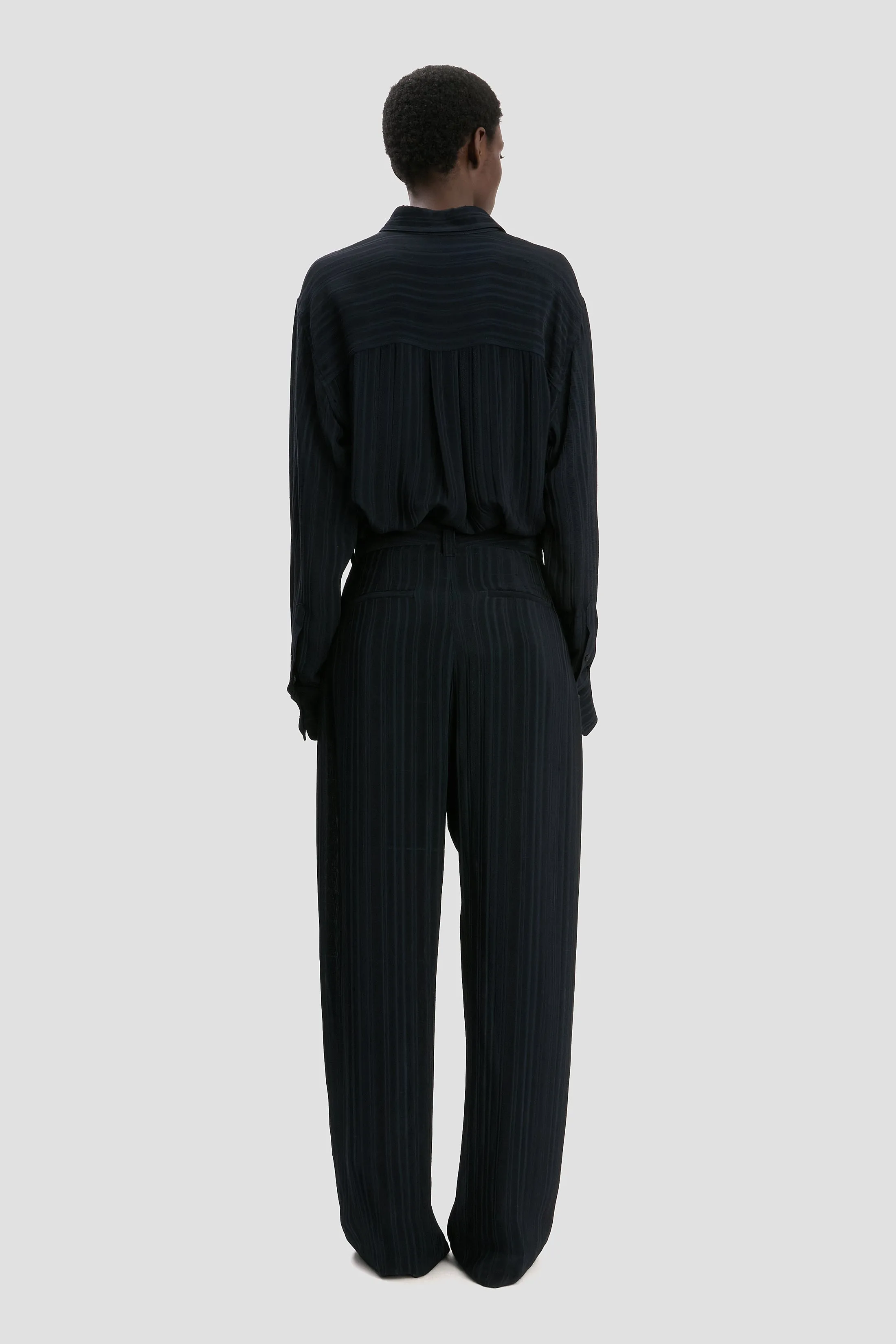 Wide Leg Trouser In Navy sold by Victoria Beckham product image thumbnail 3